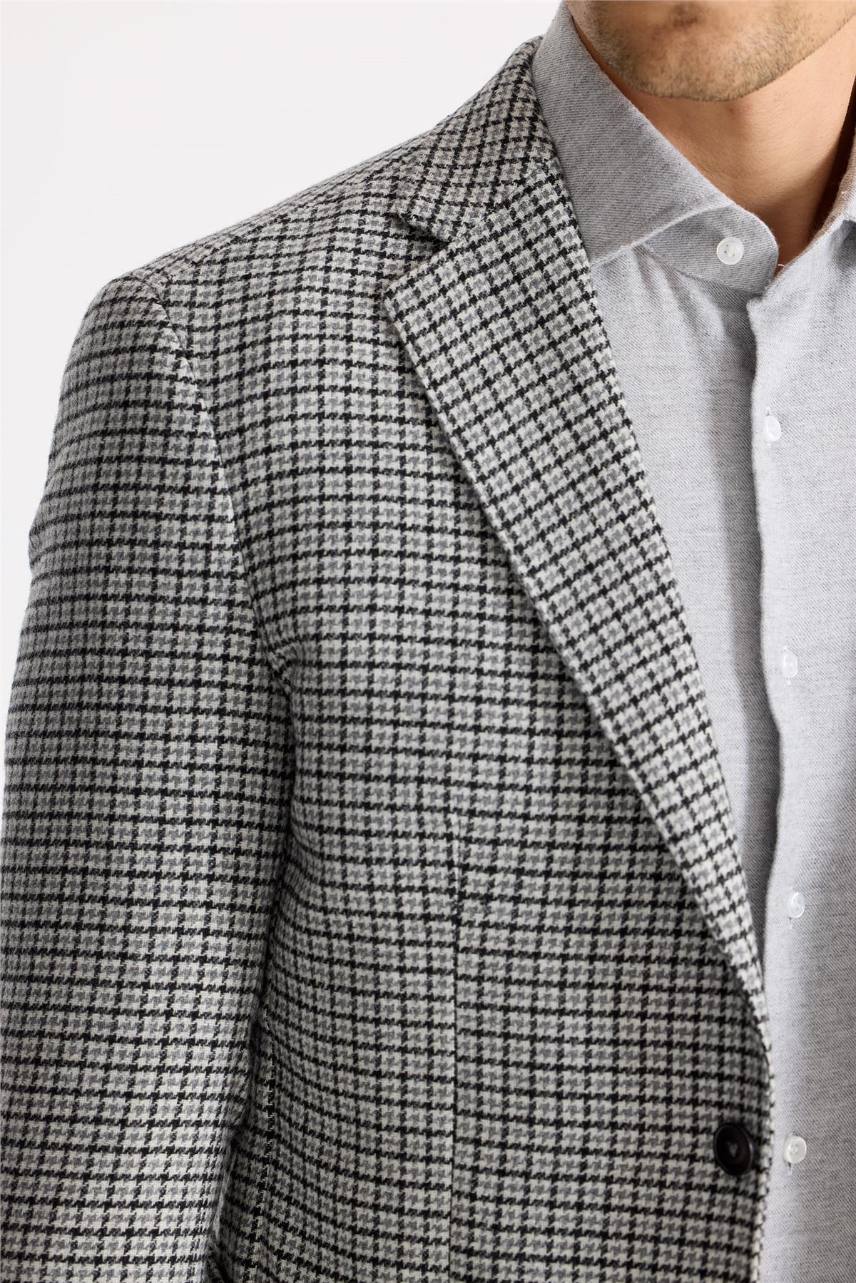 Gri Siyah Kareli Yün Ceket