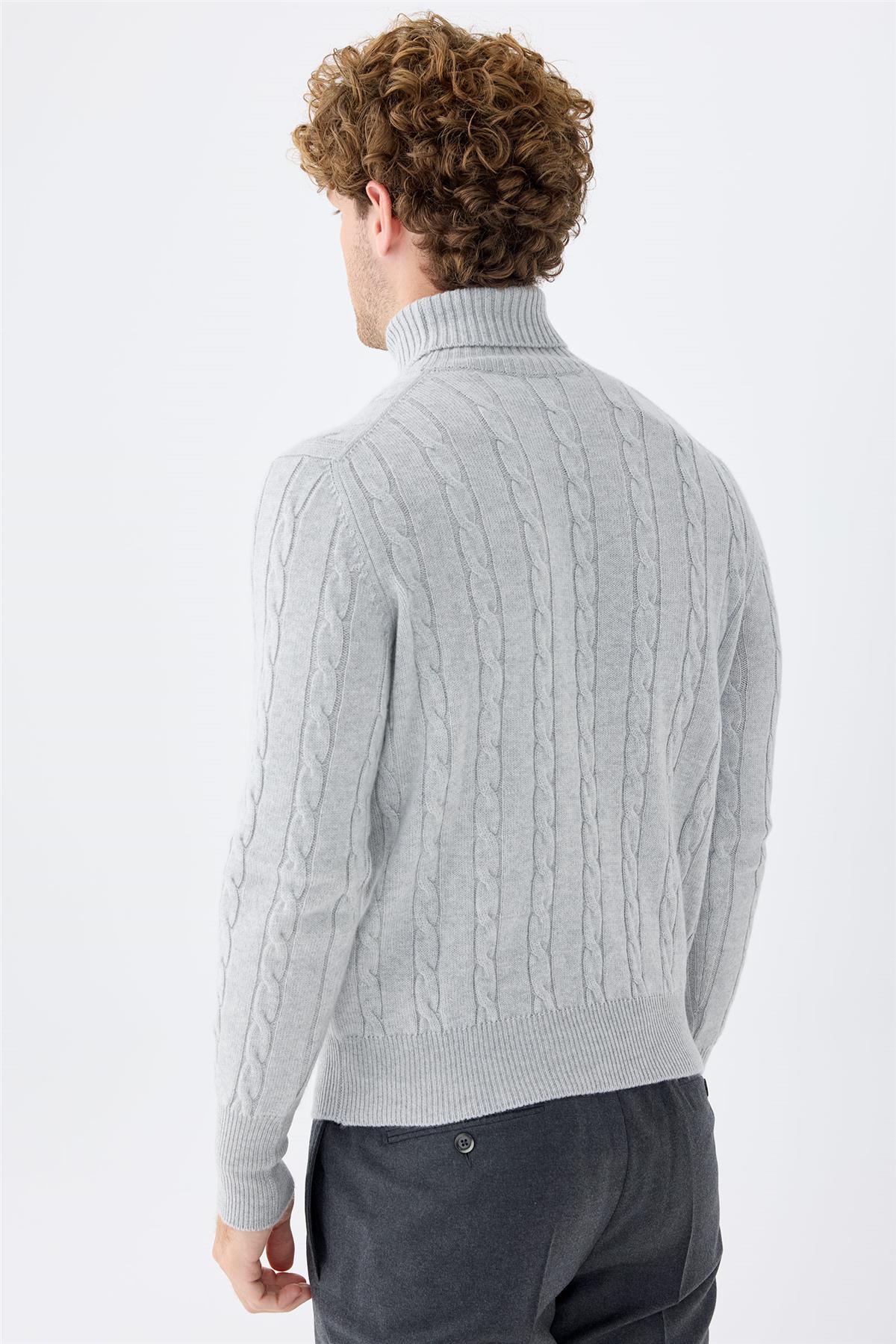 Gri Tam Balıkçı Kaşmir Kazak