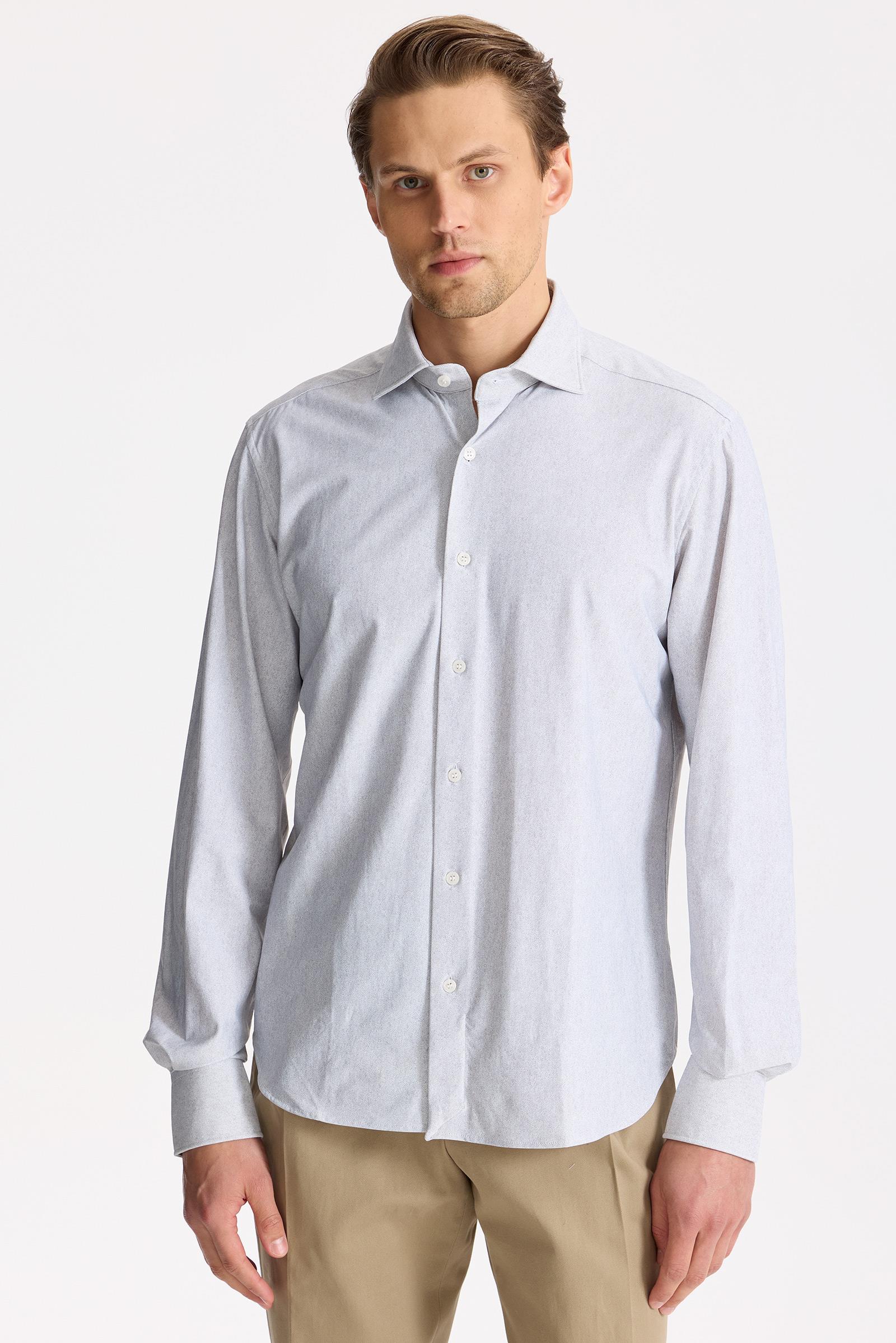 Gri Teknik Kumaş Gömlek