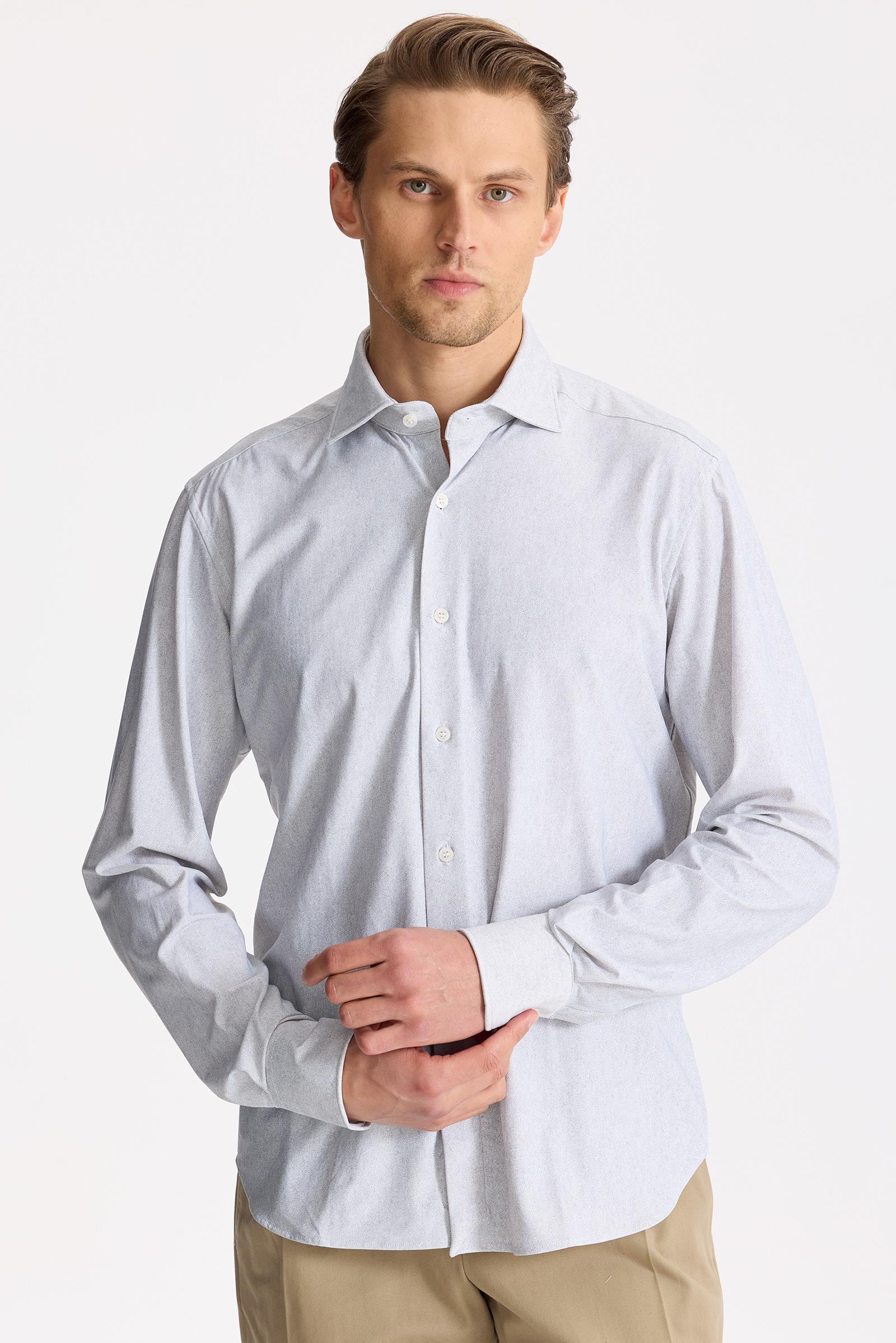 Gri Teknik Kumaş Gömlek