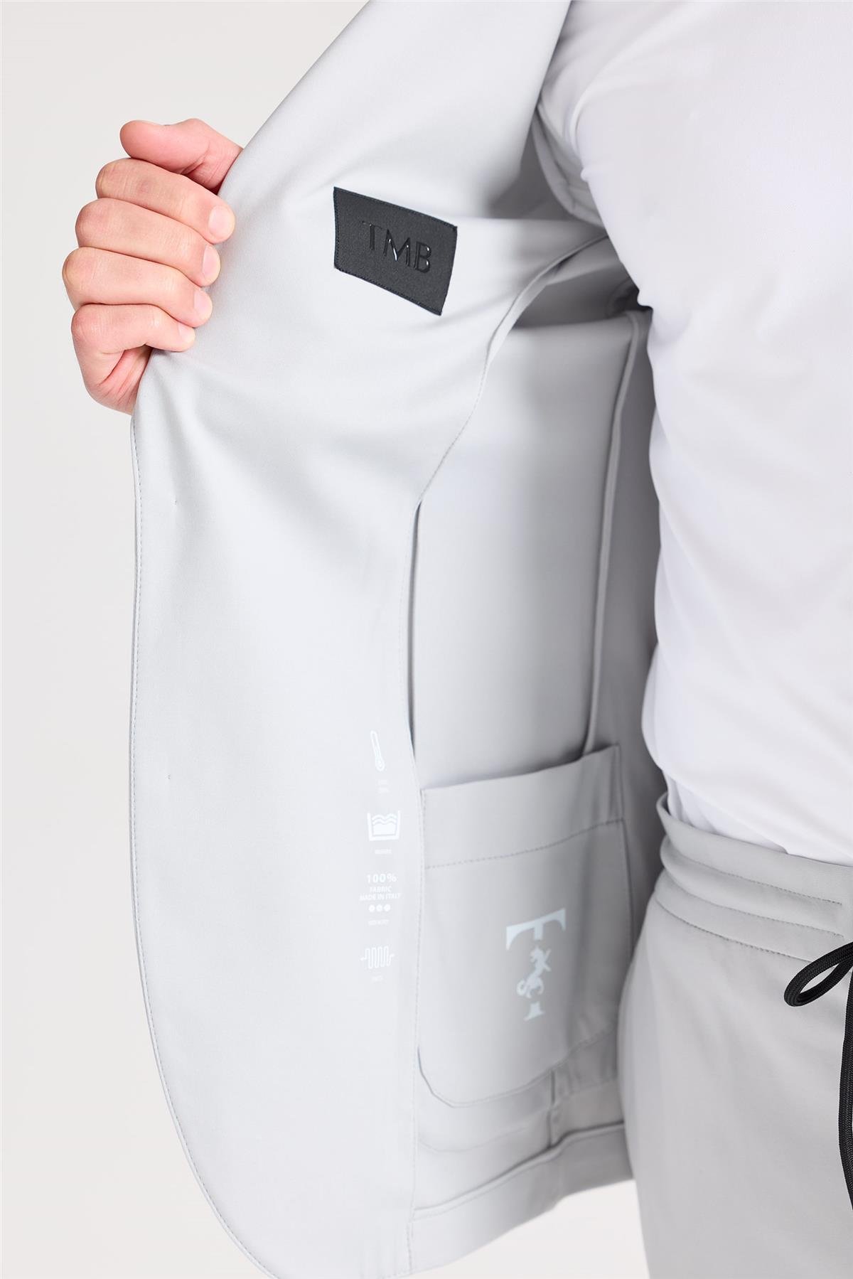 Gri Teknik Kumaş Takım Ebise