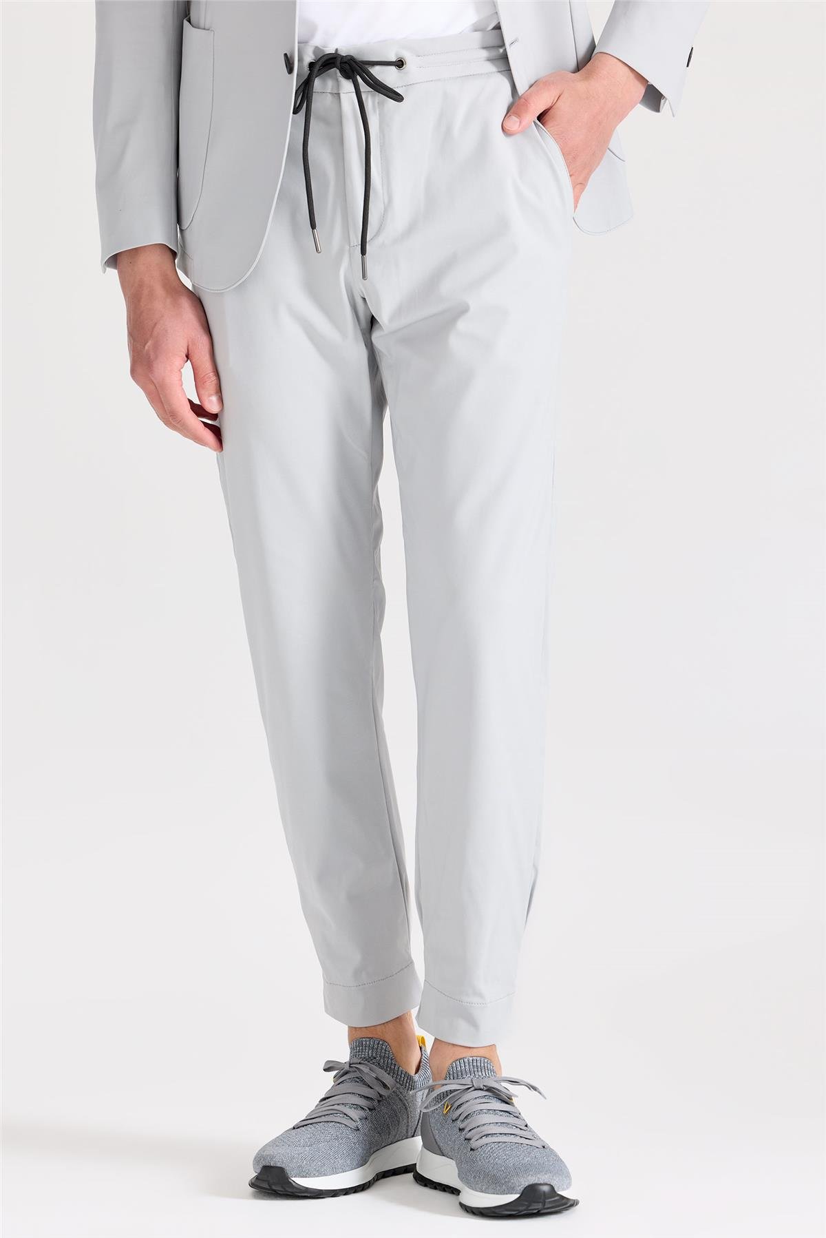 Gri Teknik Kumaş Takım Ebise