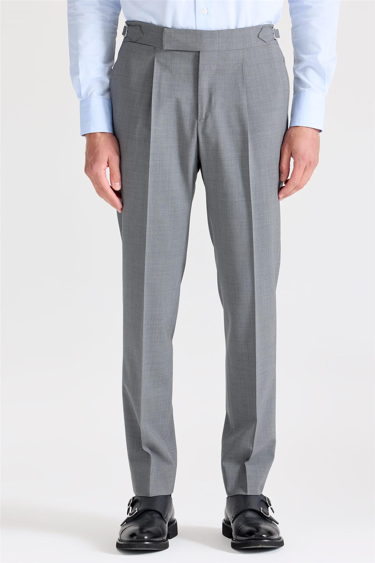 Gri Tokalı Yün Pantolon 