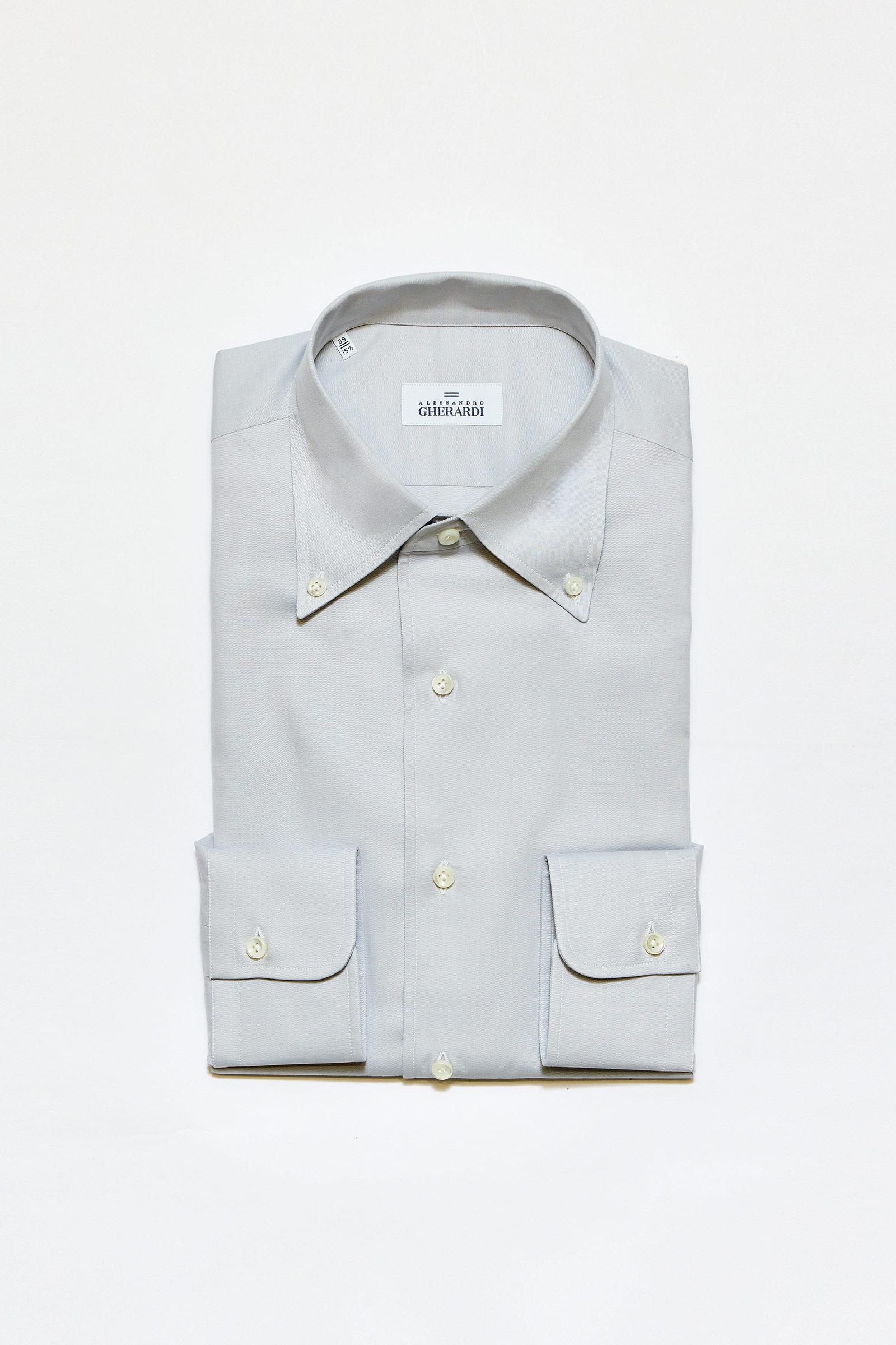 Gri Yaka Düğmeli One-Piece Pamuk Gömlek