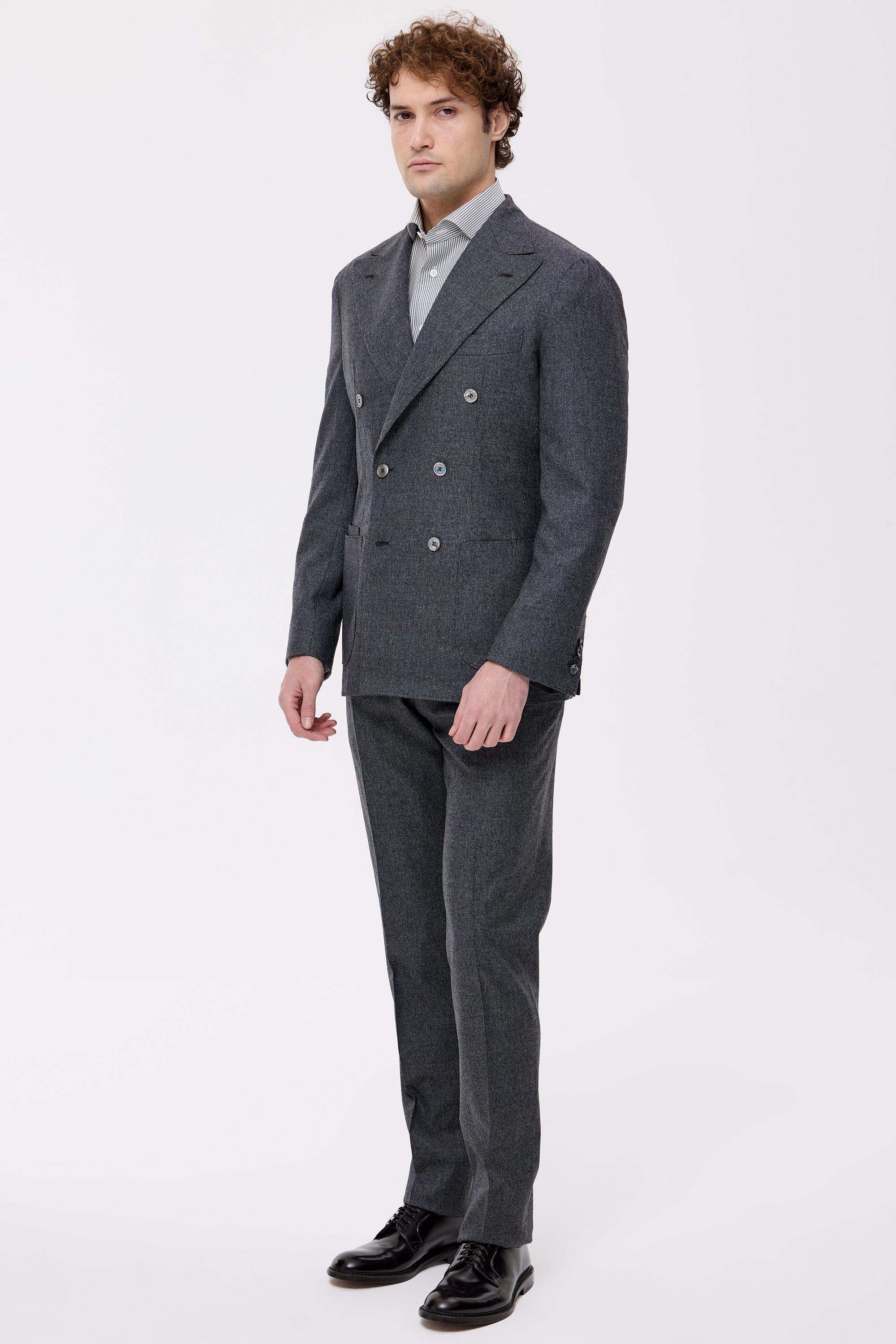 Gri Yün Kruvaze Takım Elbise