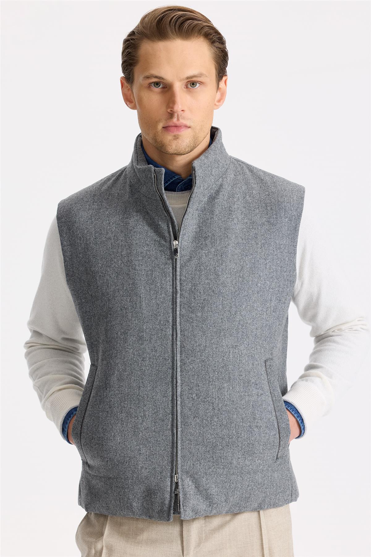 Gri Yün Yelek 