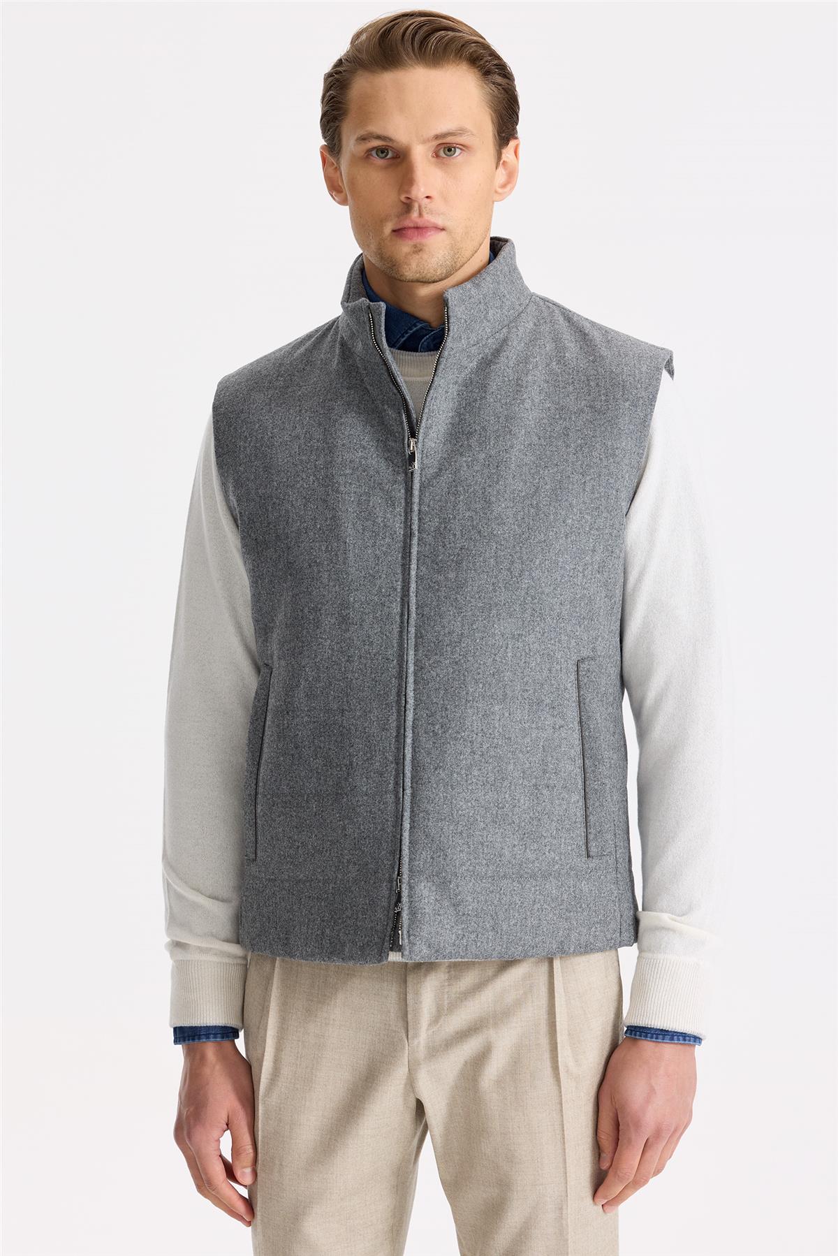 Gri Yün Yelek 