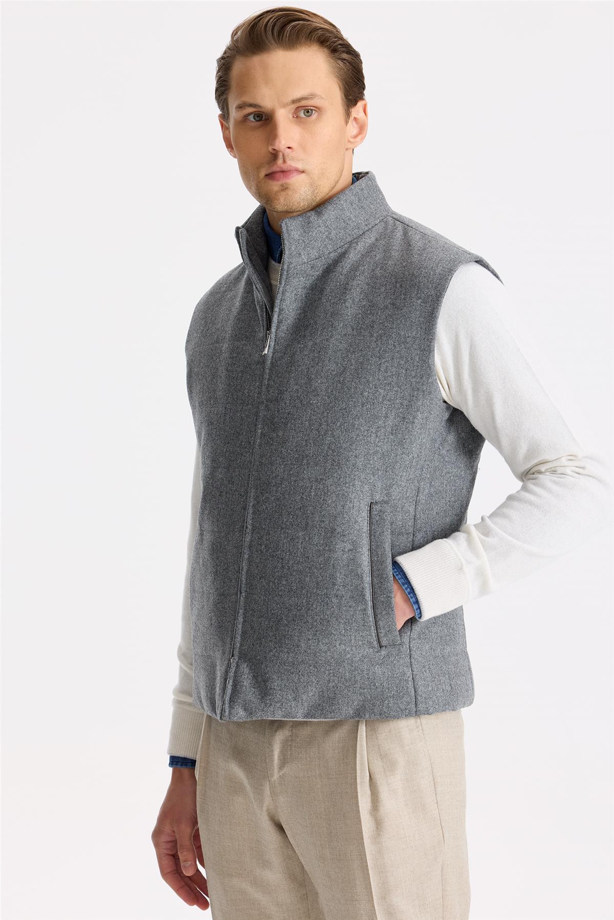 Gri Yün Yelek 