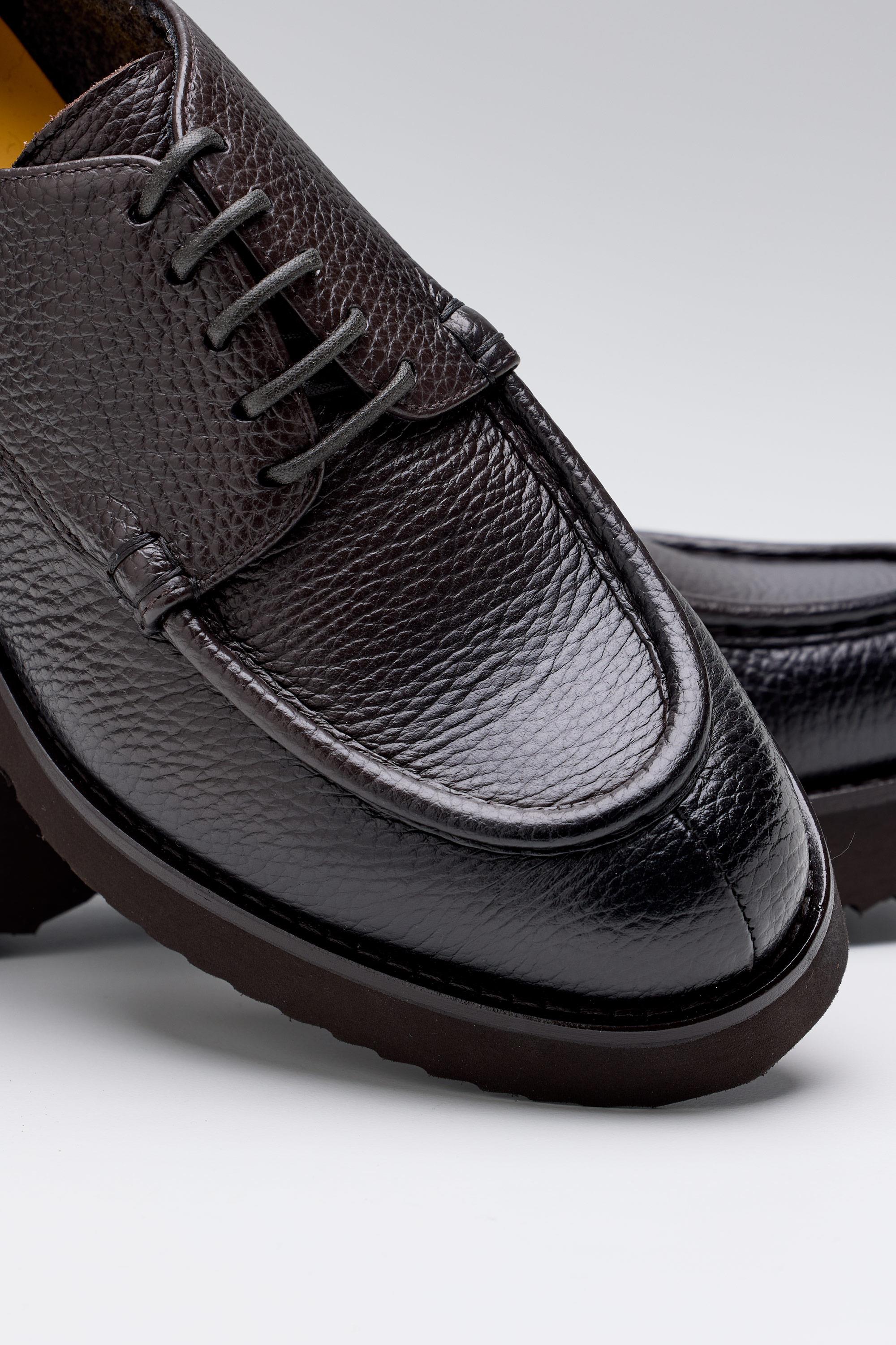 Kahverengi Bağcıklı Derby Deri Ayakkabı