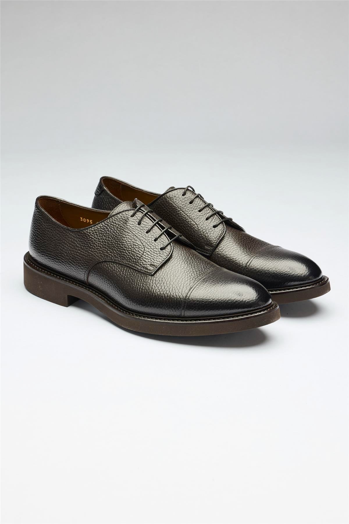 Kahverengi Bağcıklı Deri Ayakkabı