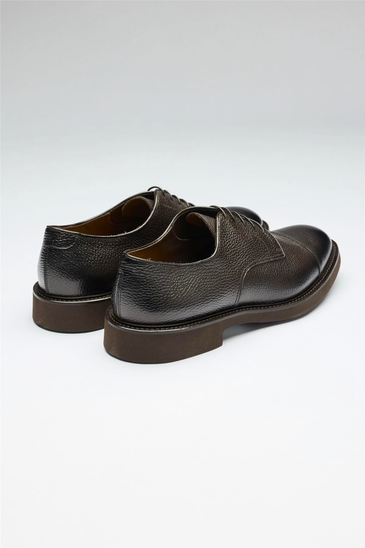 Kahverengi Bağcıklı Deri Ayakkabı