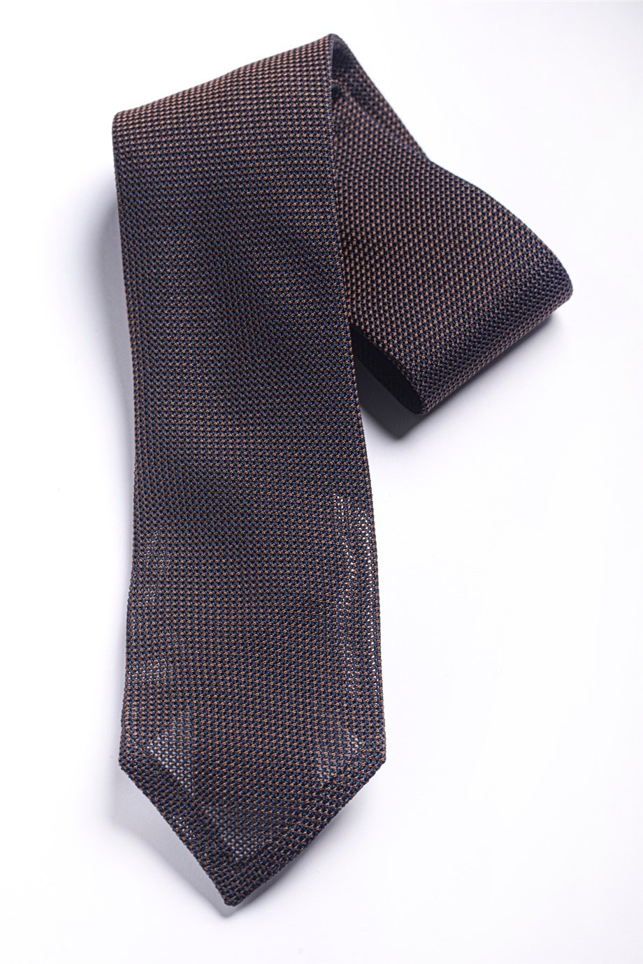 Kahverengi File Astarsız İpek Kravat