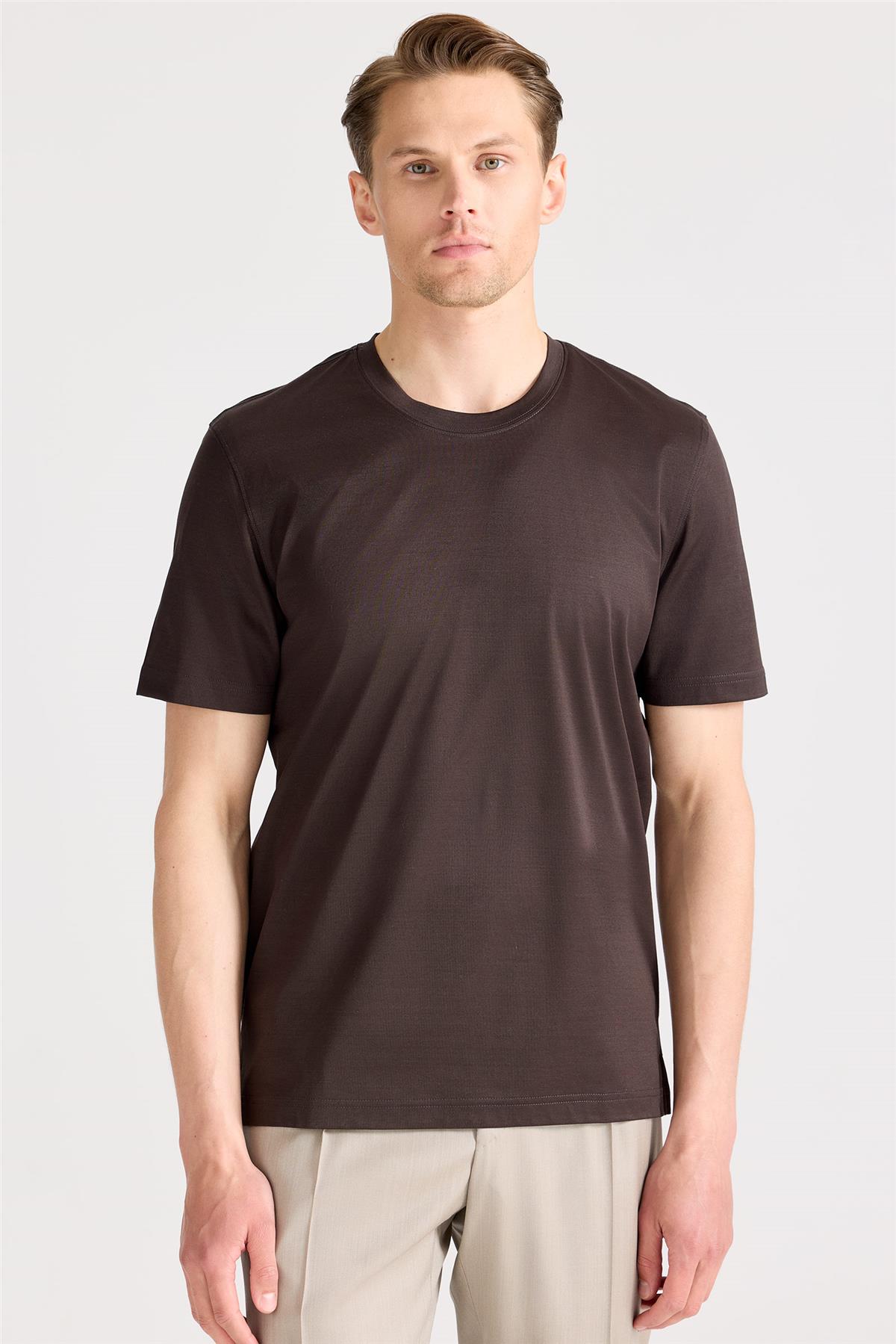 Kahverengi Filo Di Scozia Pamuk T-Shirt