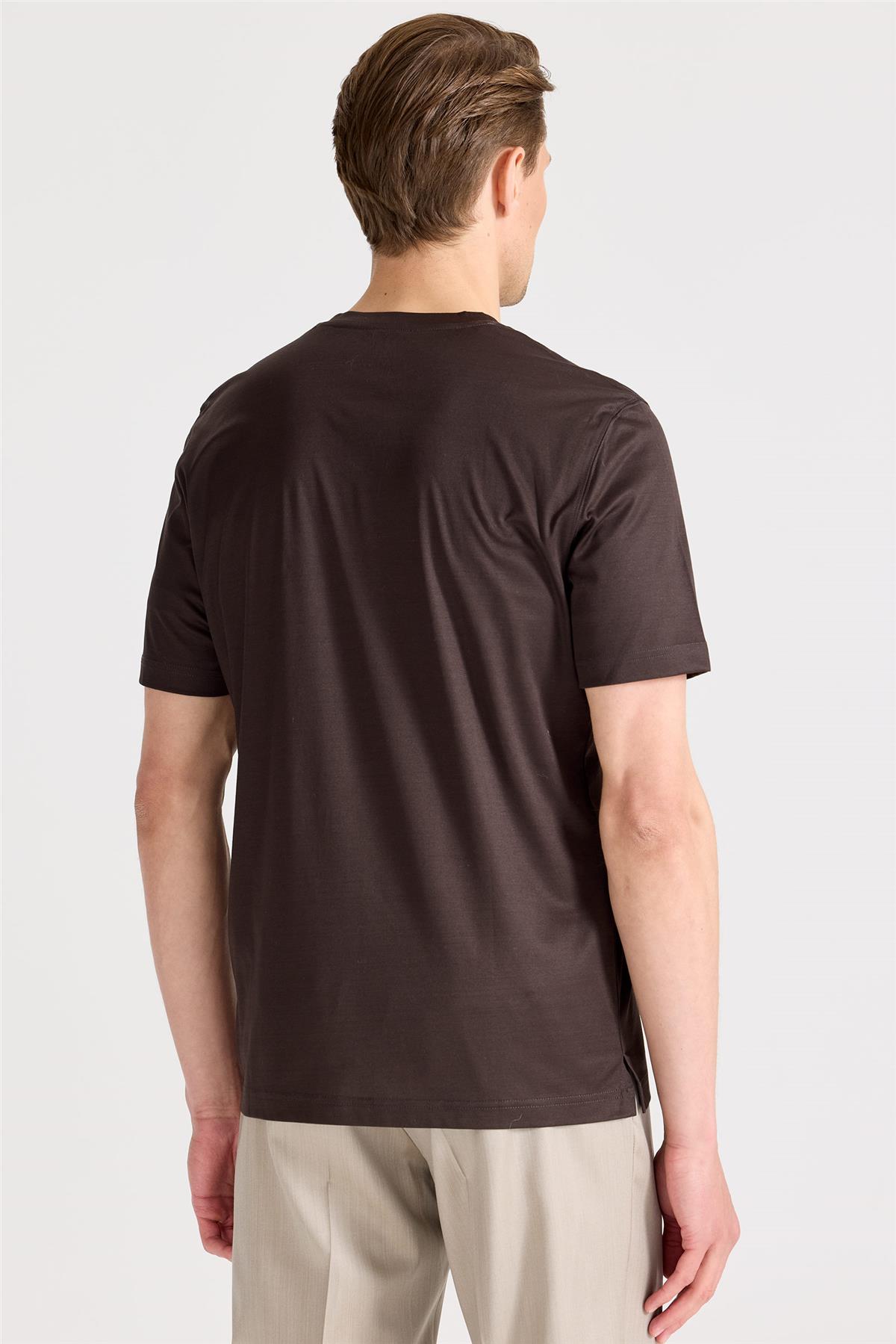 Kahverengi Filo Di Scozia Pamuk T-Shirt