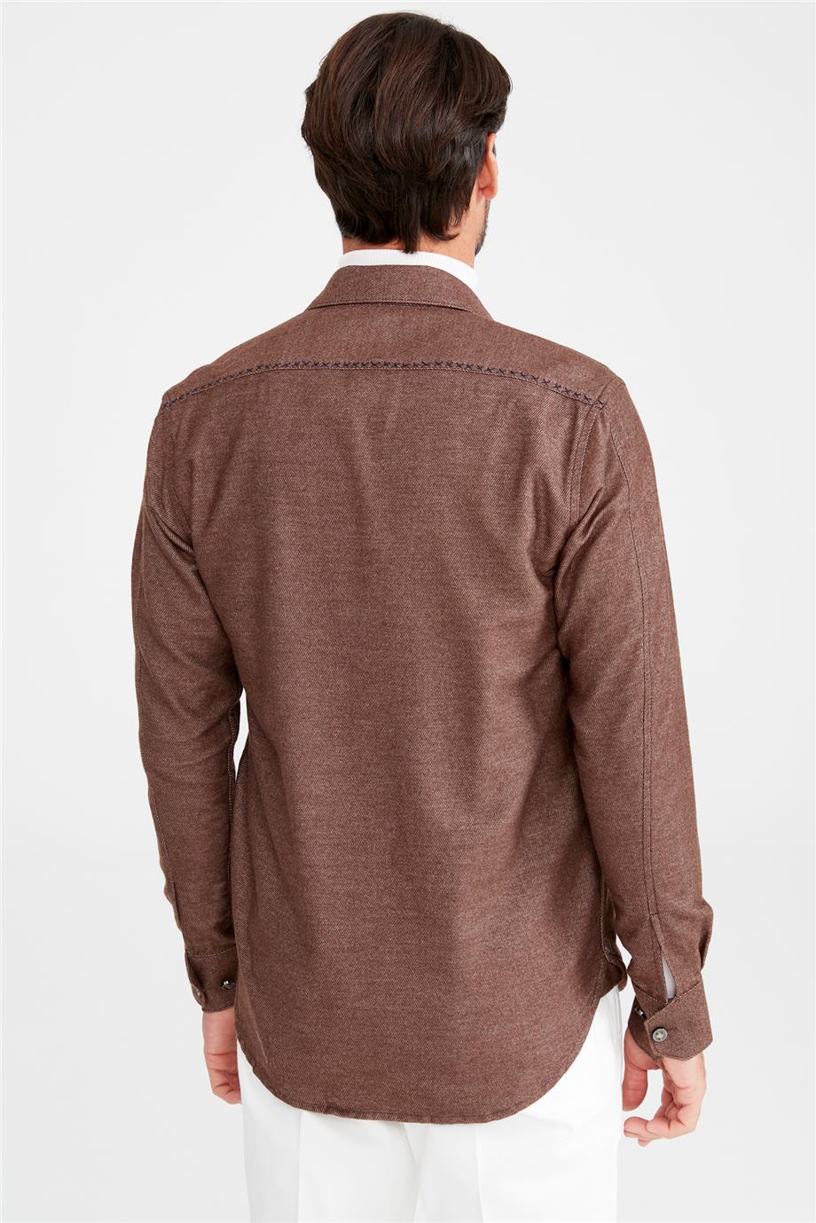 Kahverengi Pamuk Dış Gömlek