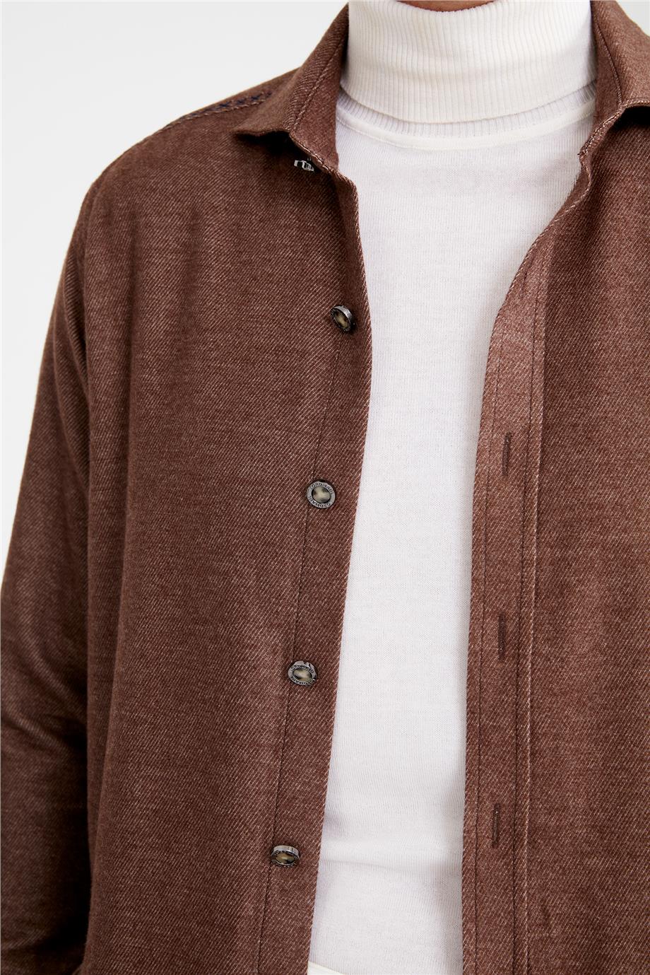 Kahverengi Pamuk Dış Gömlek