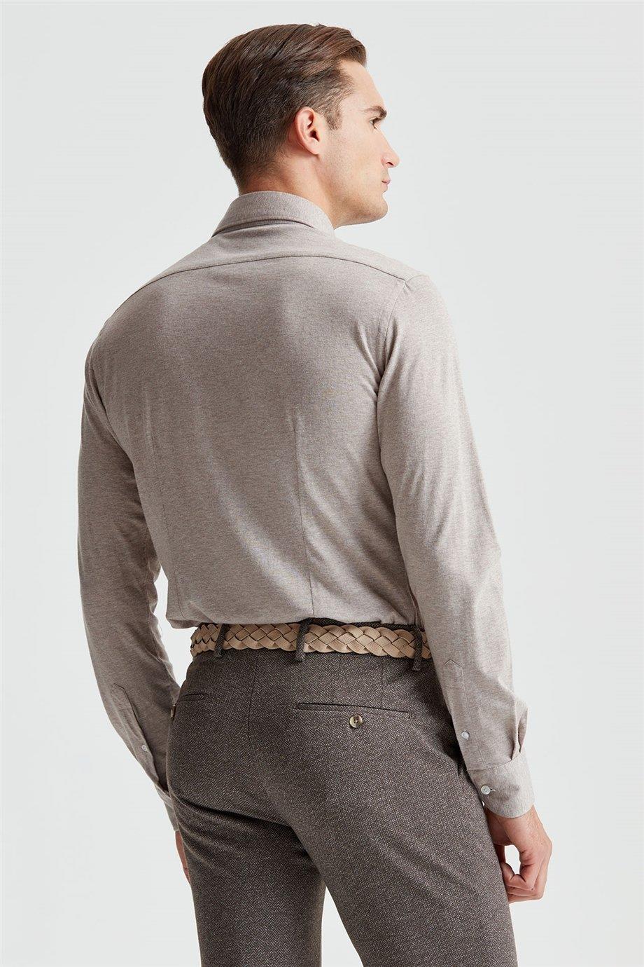 Kahverengi Pamuk Kaşmir Gömlek