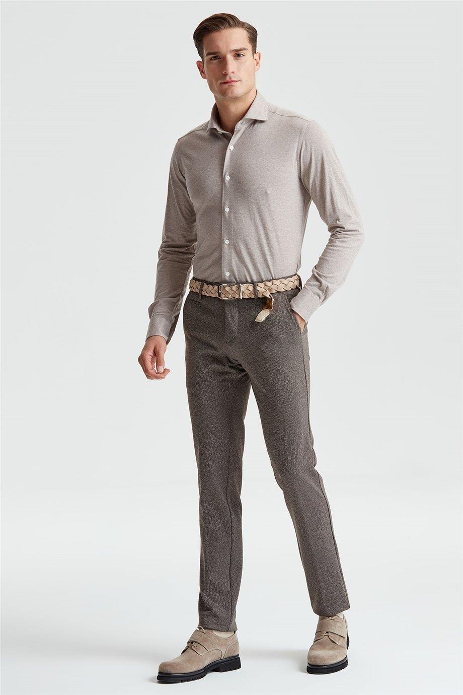 Kahverengi Pamuk Kaşmir Gömlek