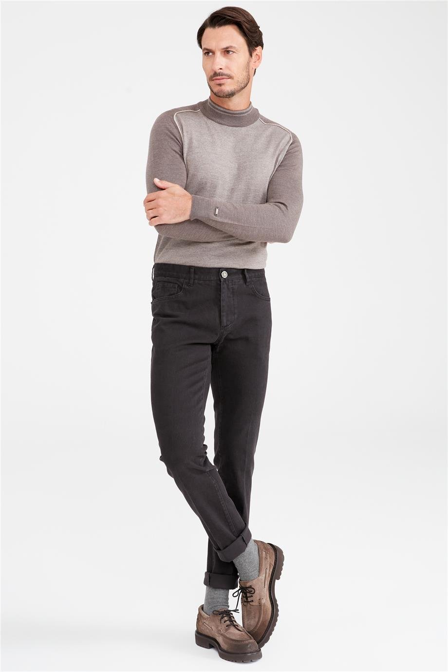 Kahverengi Pamuk Tencel Kanvas Pantolon