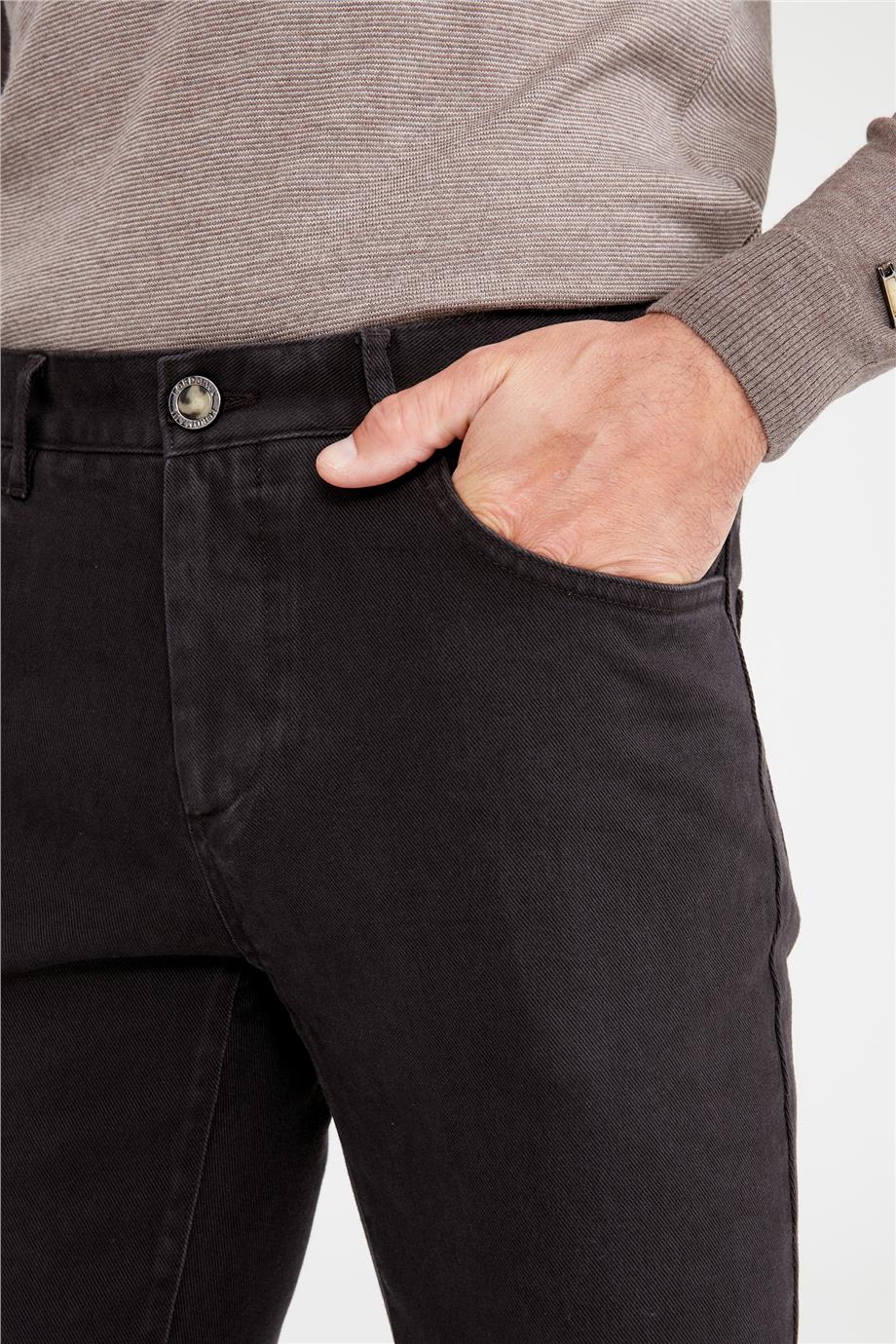 Kahverengi Pamuk Tencel Kanvas Pantolon