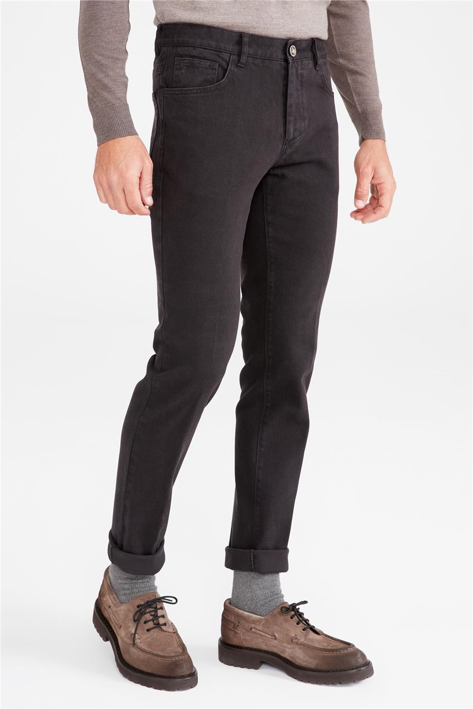 Kahverengi Pamuk Tencel Kanvas Pantolon