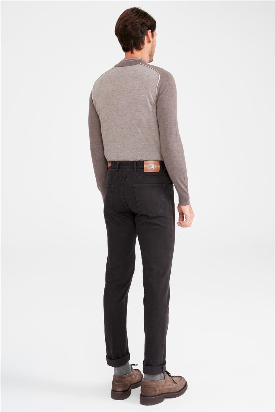 Kahverengi Pamuk Tencel Kanvas Pantolon