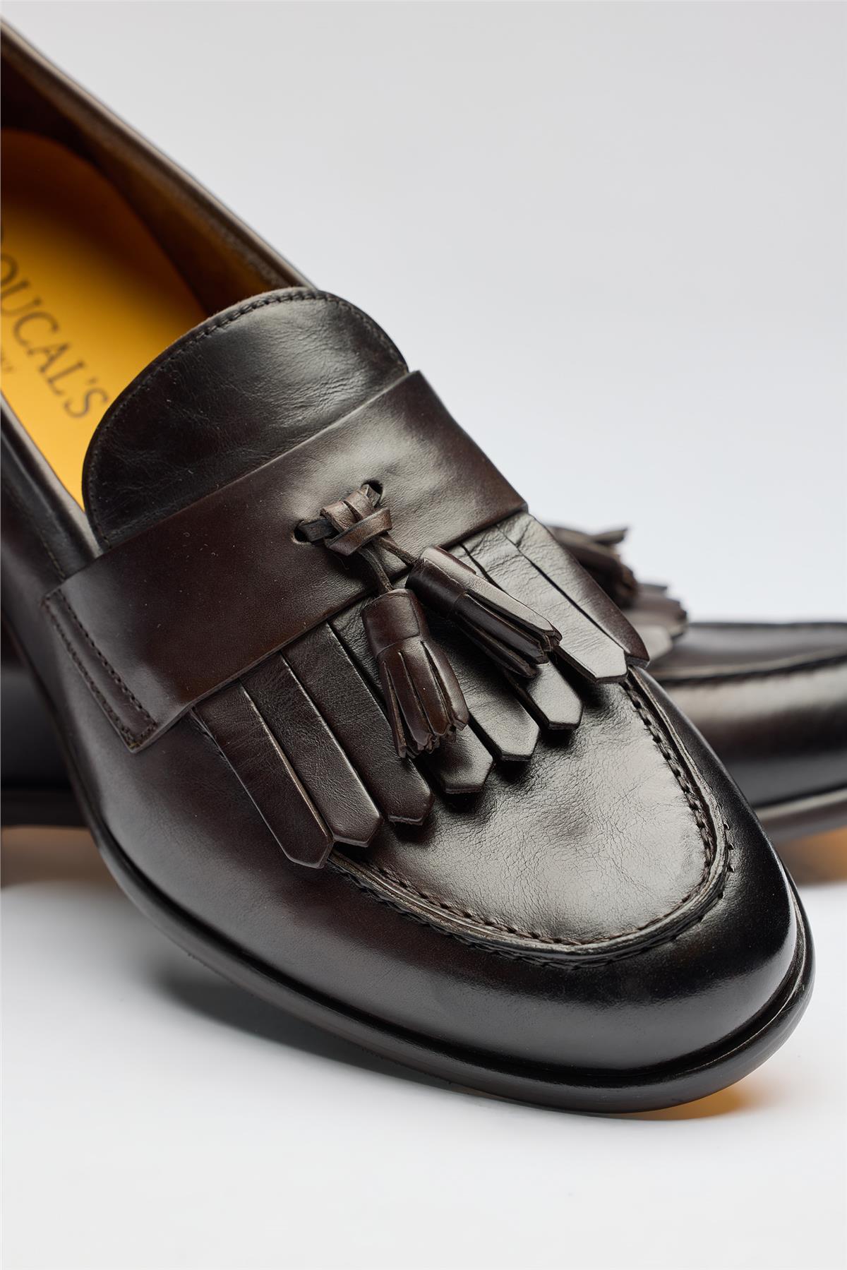 Kahverengi Püsküllü Kösele Deri Loafer