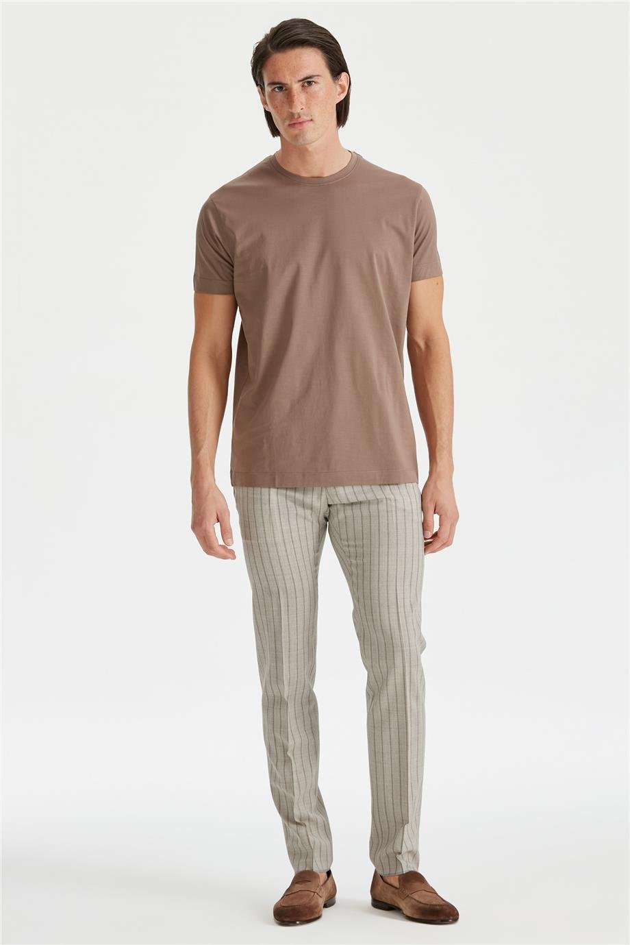 Kahverengi Sıfır Yaka T-shirt