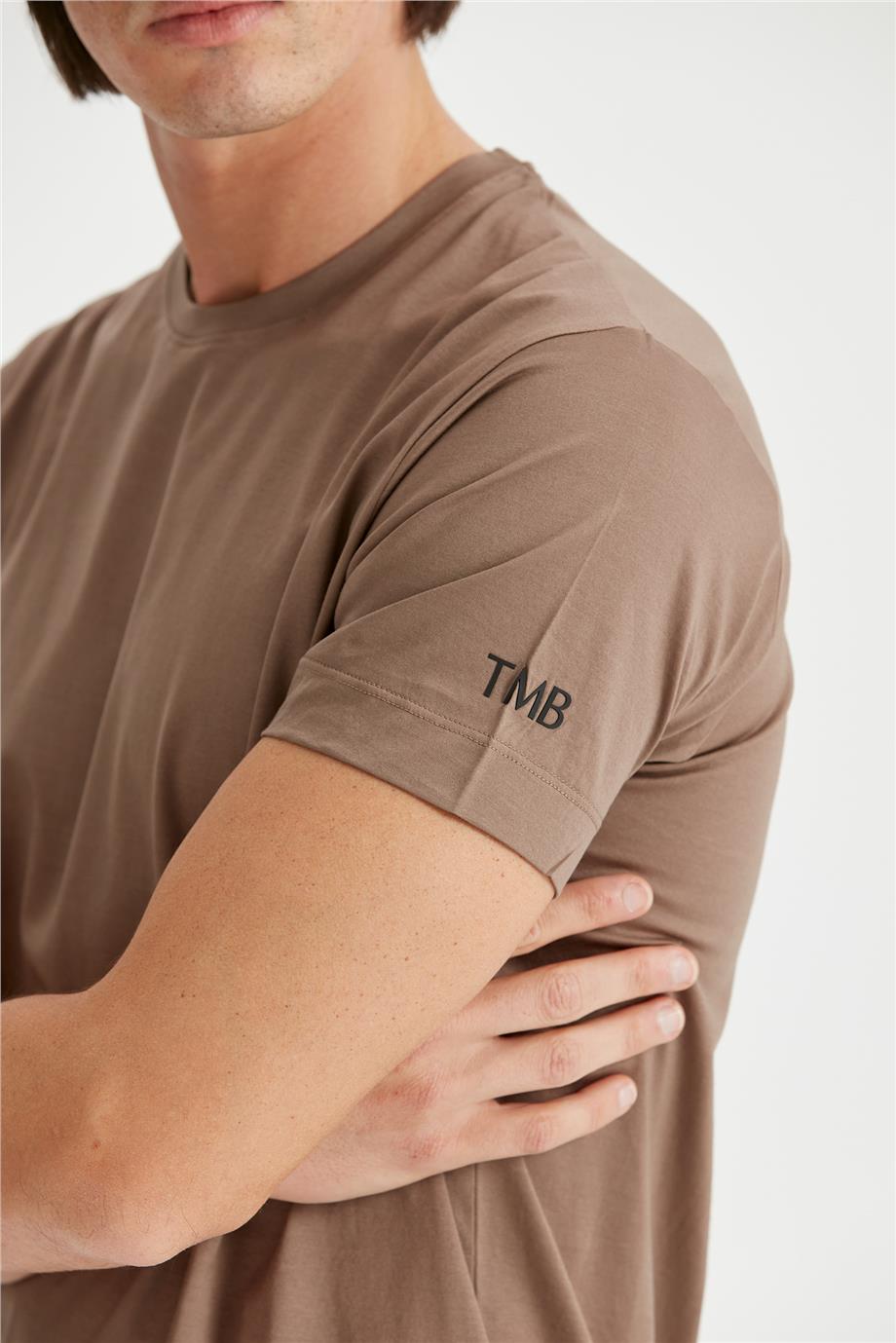 Kahverengi Sıfır Yaka T-shirt