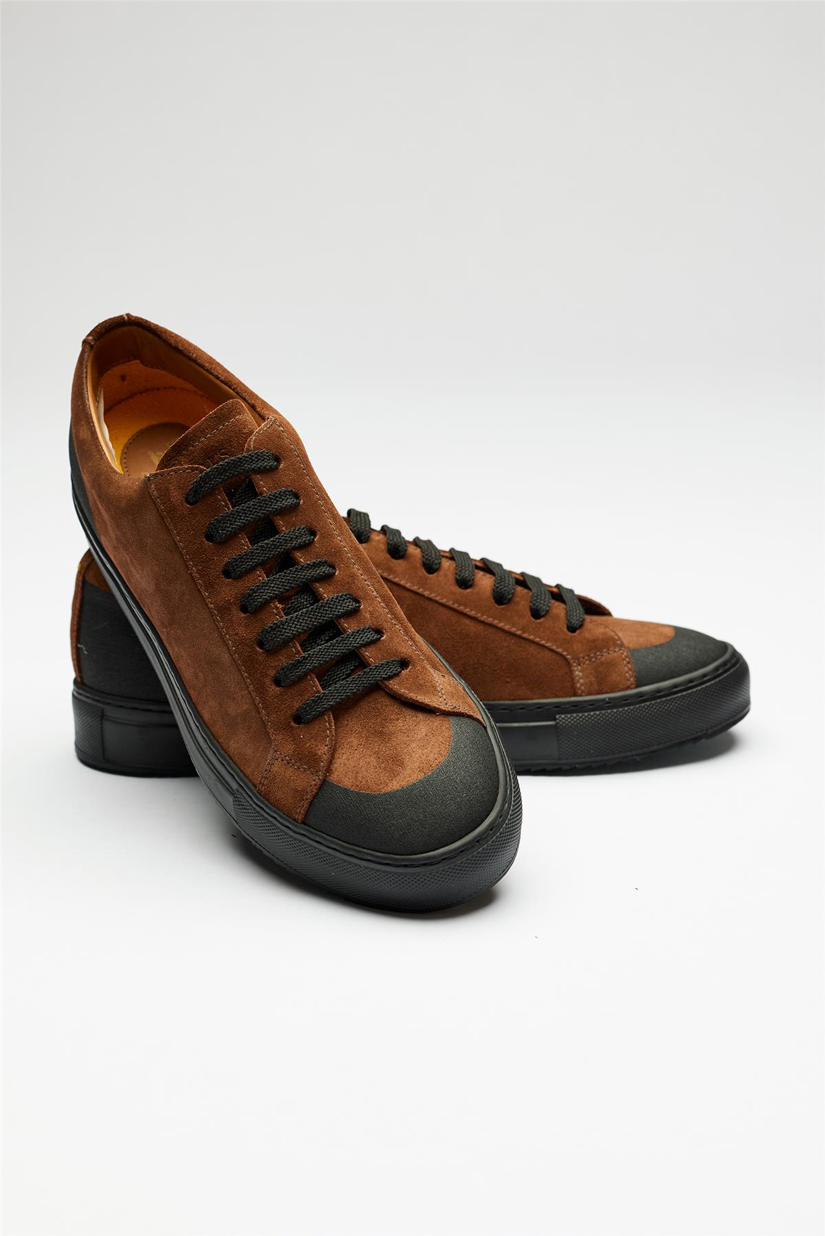 Kahverengi Süed Bağcıklı Sneaker