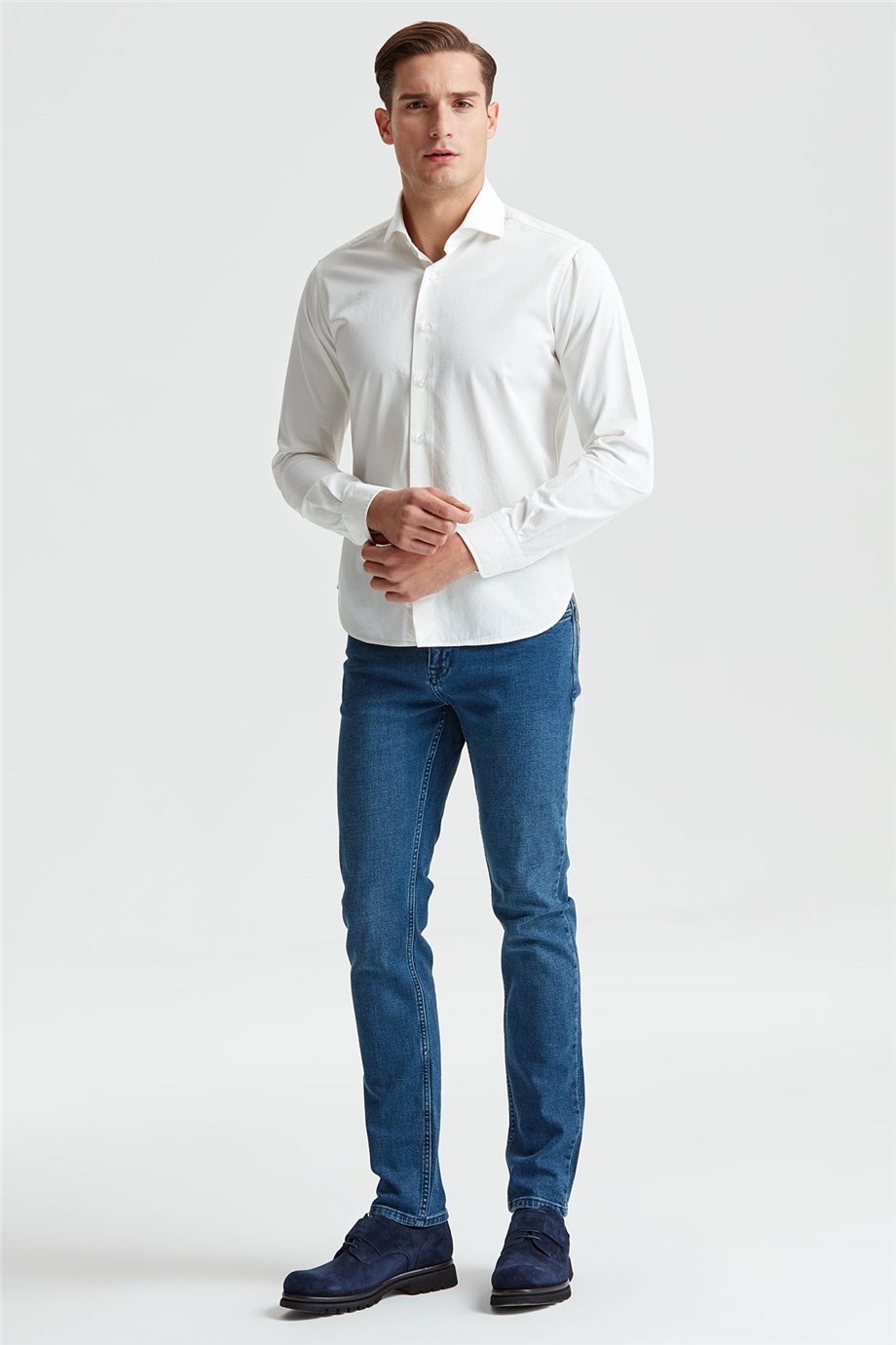 Kırık Beyaz  Denim Gömlek