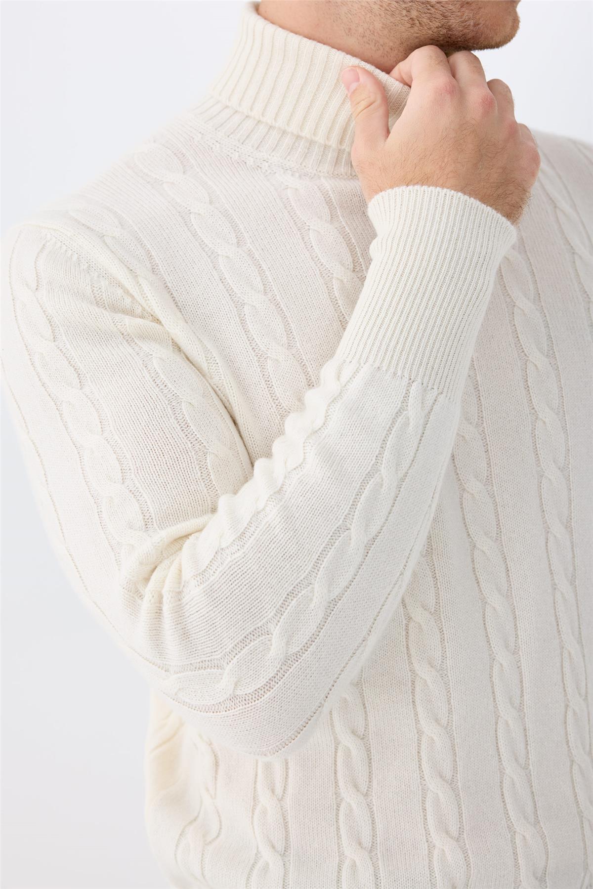 Bej Tam Balıkçı Kaşmir Kazak