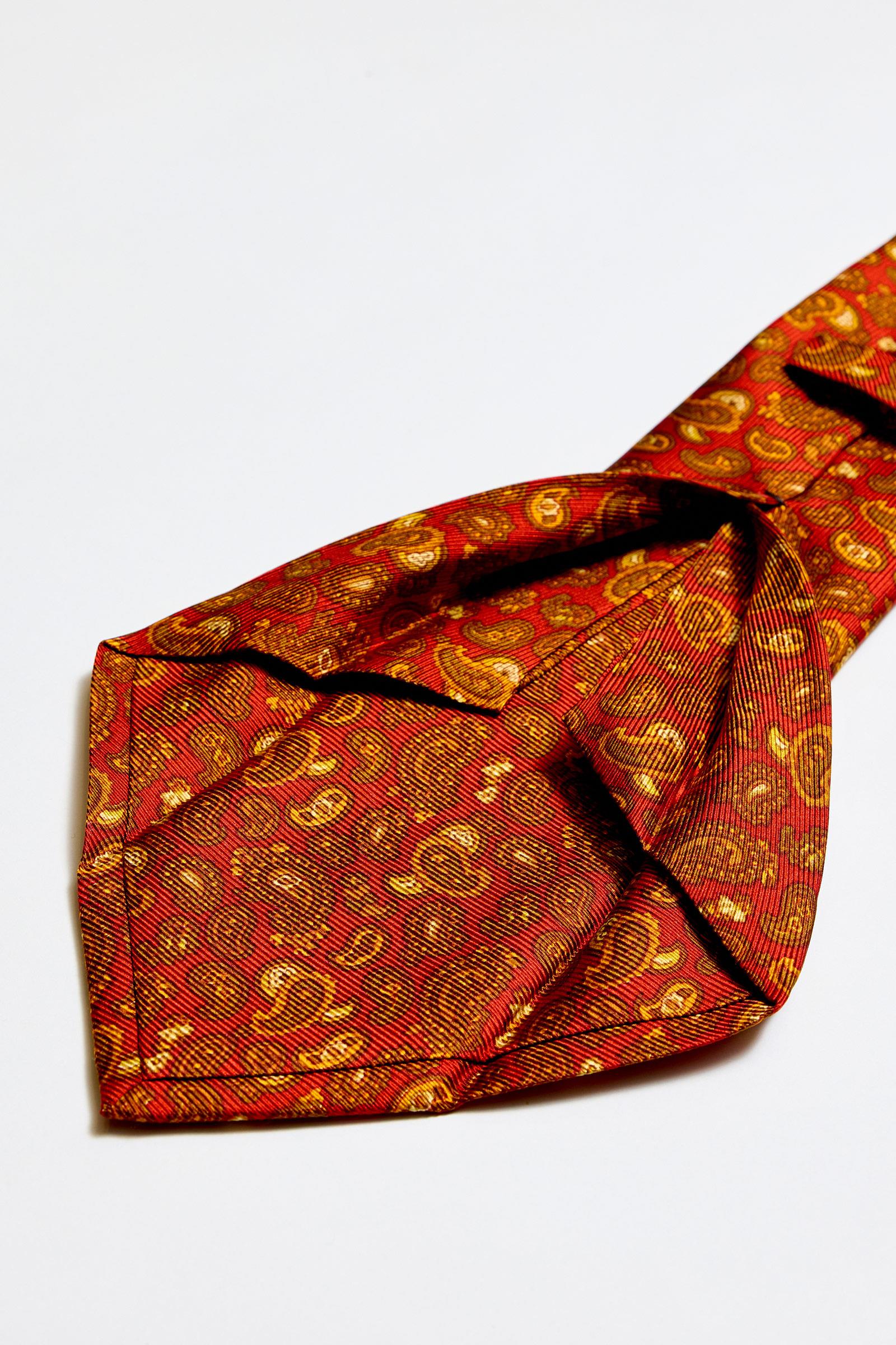 Kırmızı Hardal 5 Fold İpek Kravat