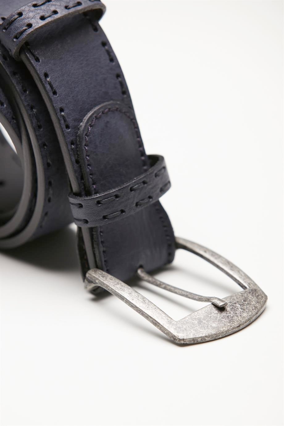 Koyu Mavi Dikişli Spor Erkek Kemer