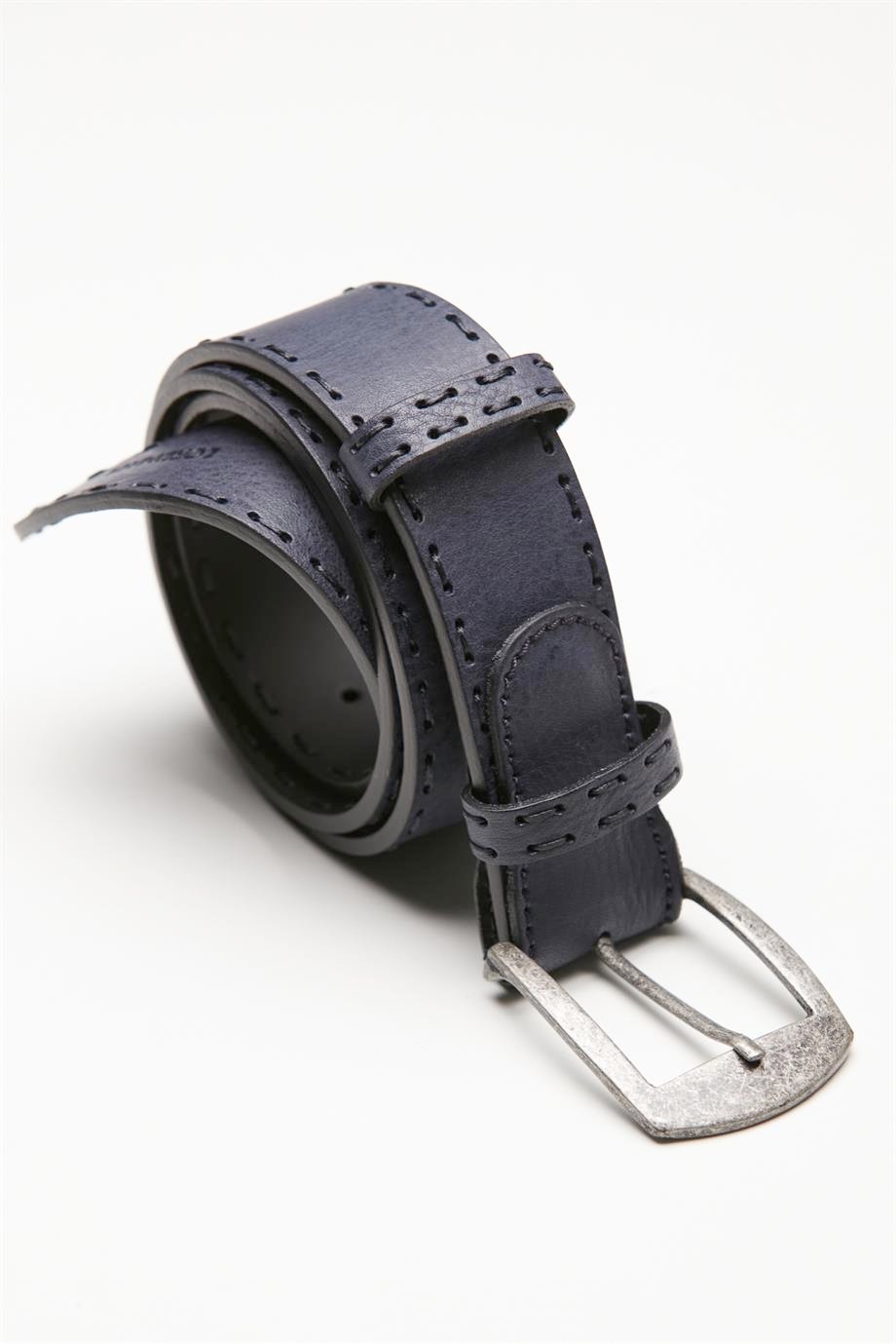 Koyu Mavi Dikişli Spor Erkek Kemer