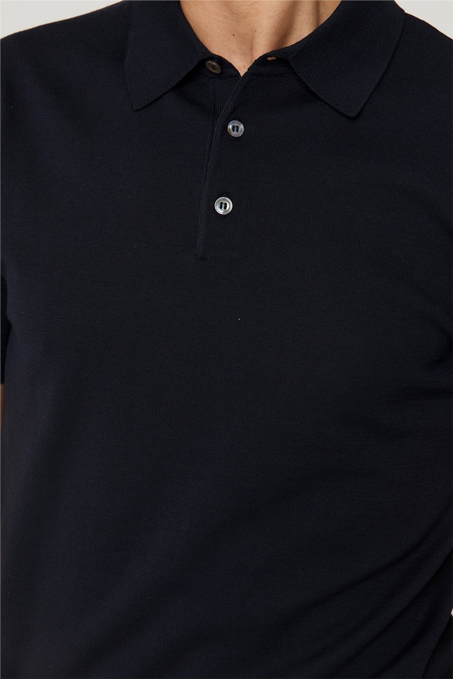Lacivert 3 Düğme Polo Yaka Triko