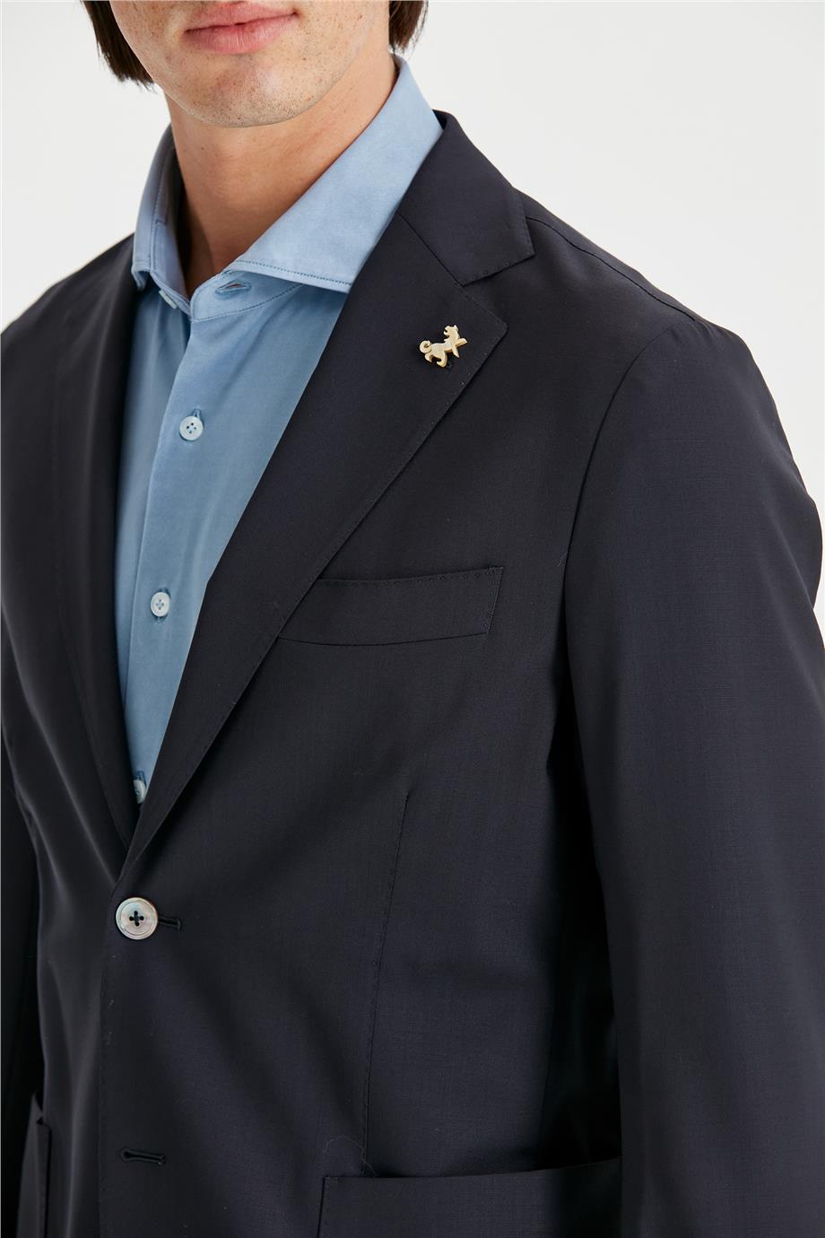 Lacivert Astarsız Yün Takım Elbise