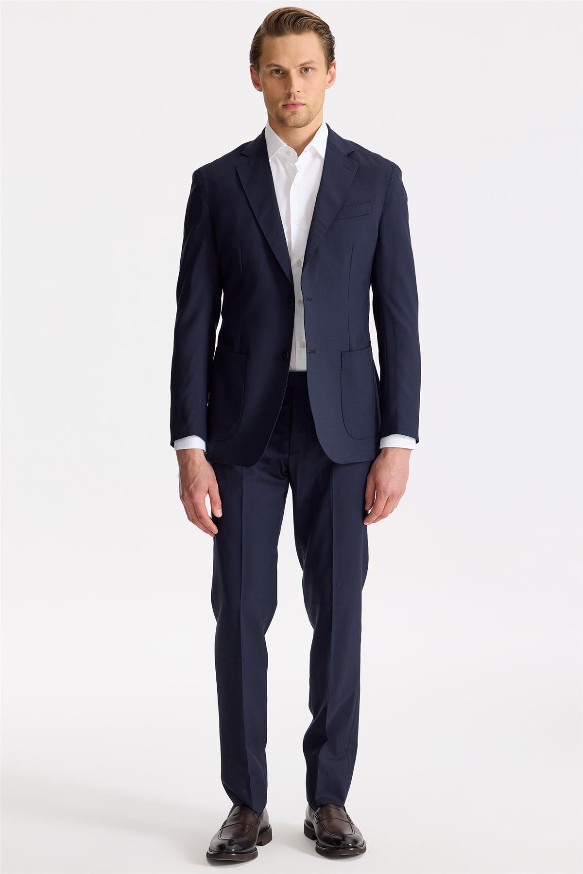 Lacivert Astarsız Yün Takım Elbise