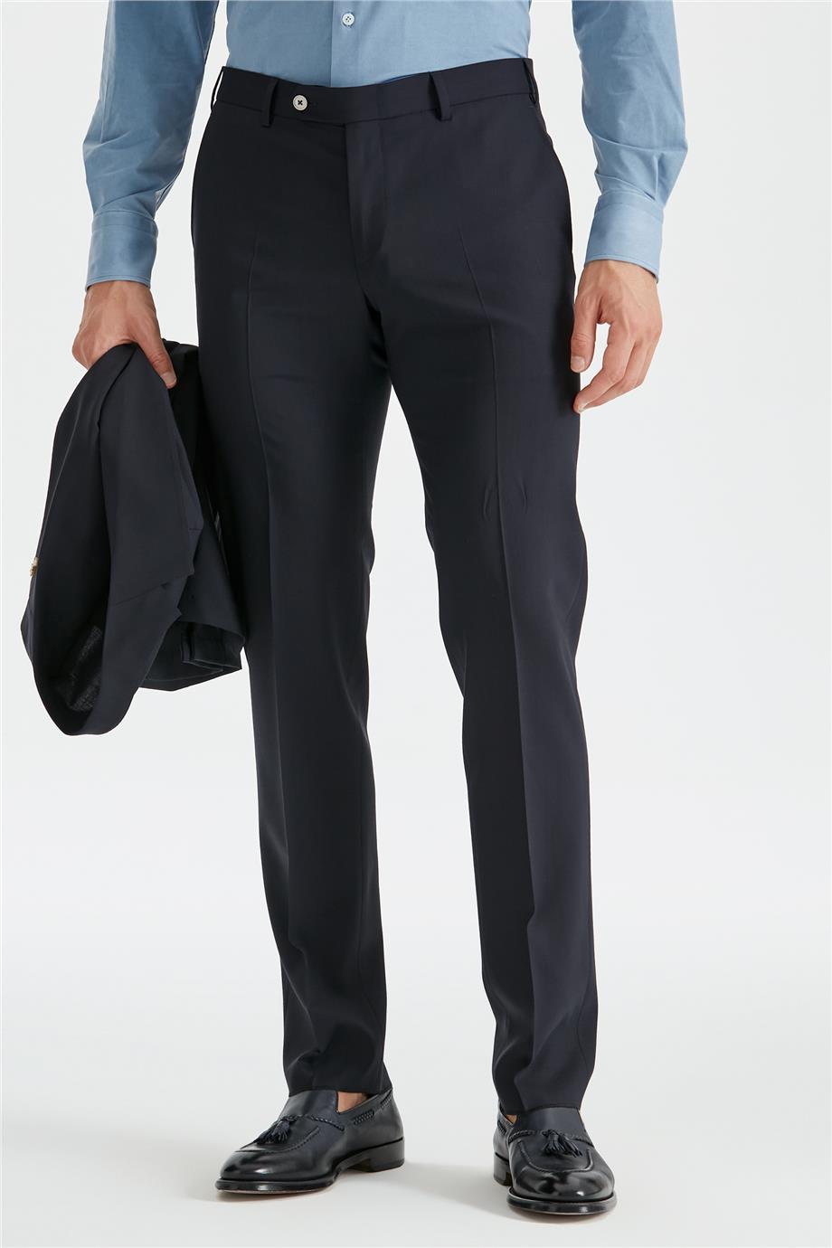 Lacivert Astarsız Yün Takım Elbise