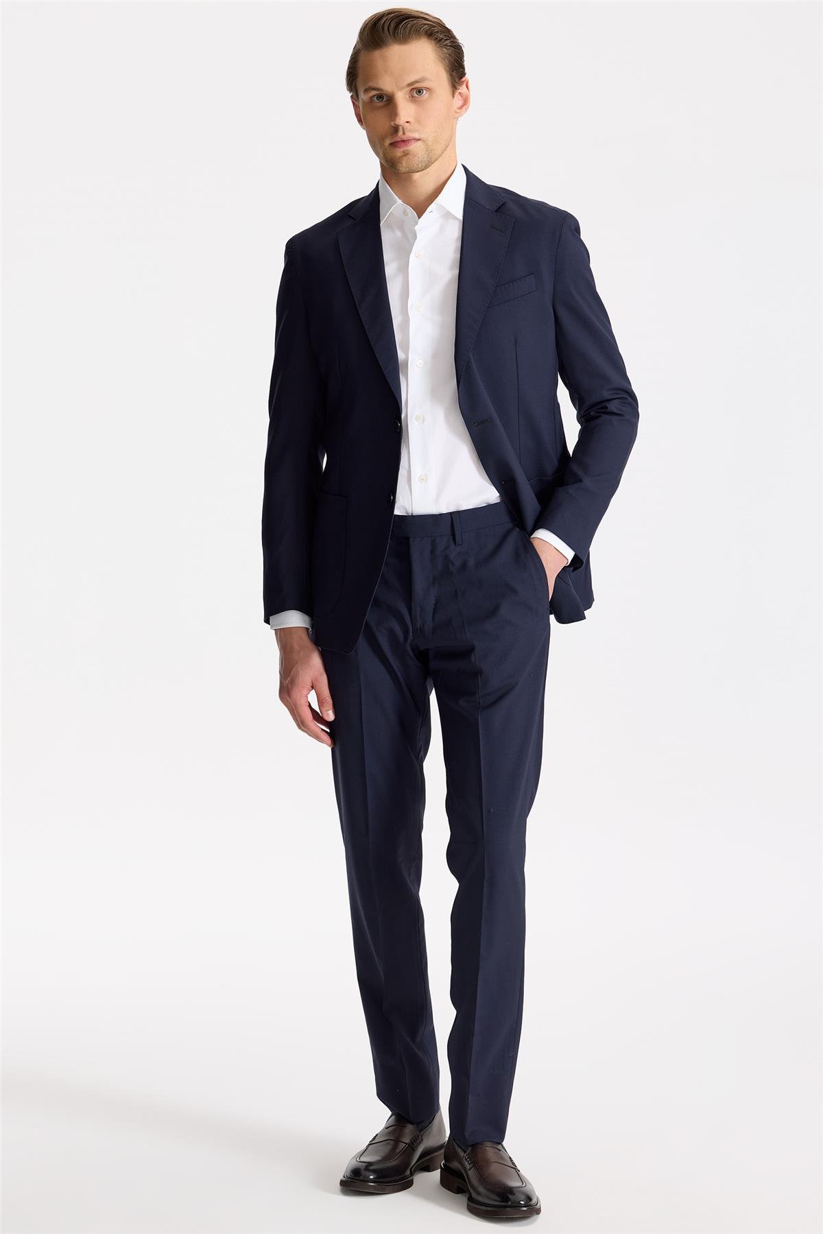 Lacivert Astarsız Yün Takım Elbise