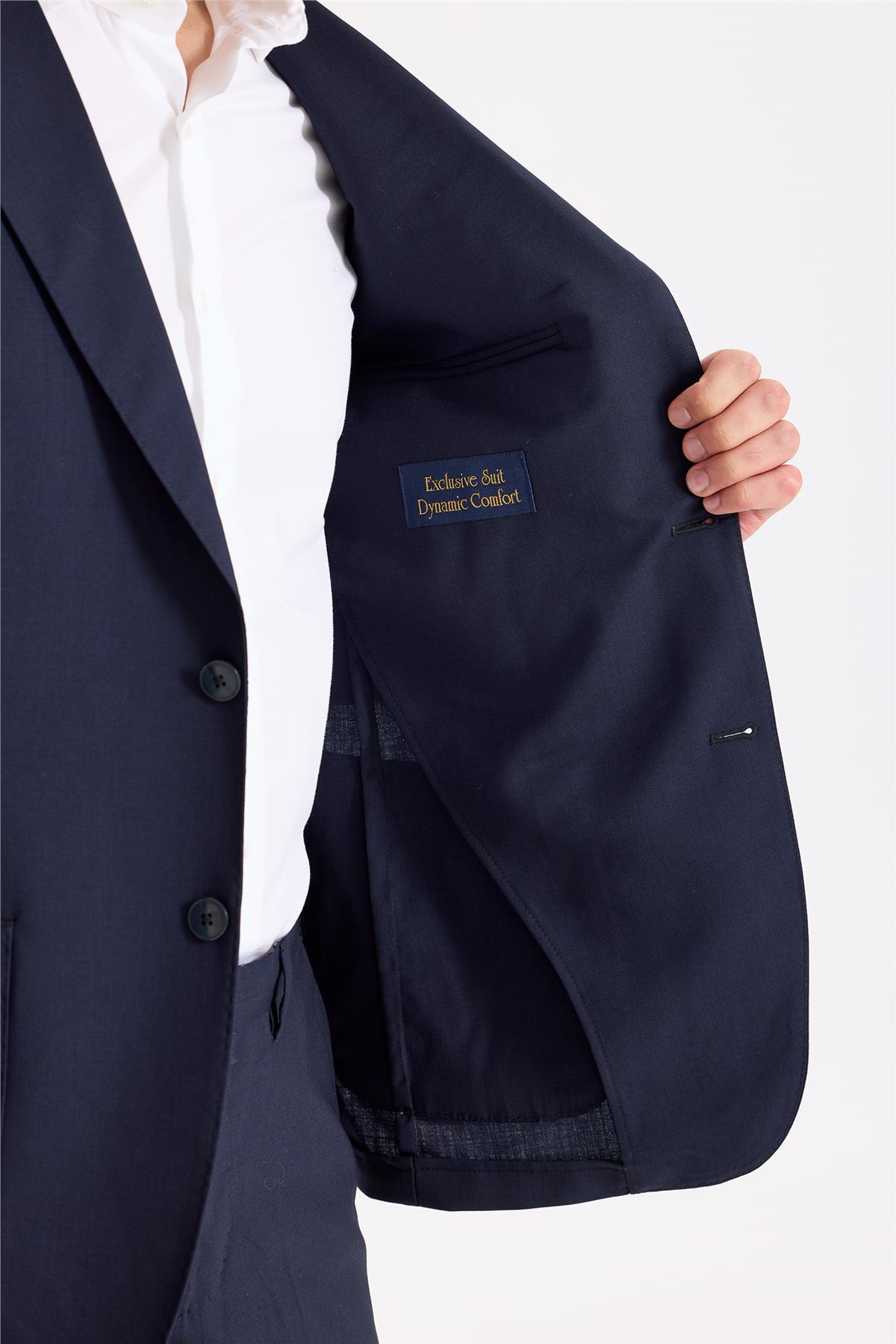 Lacivert Astarsız Yün Takım Elbise