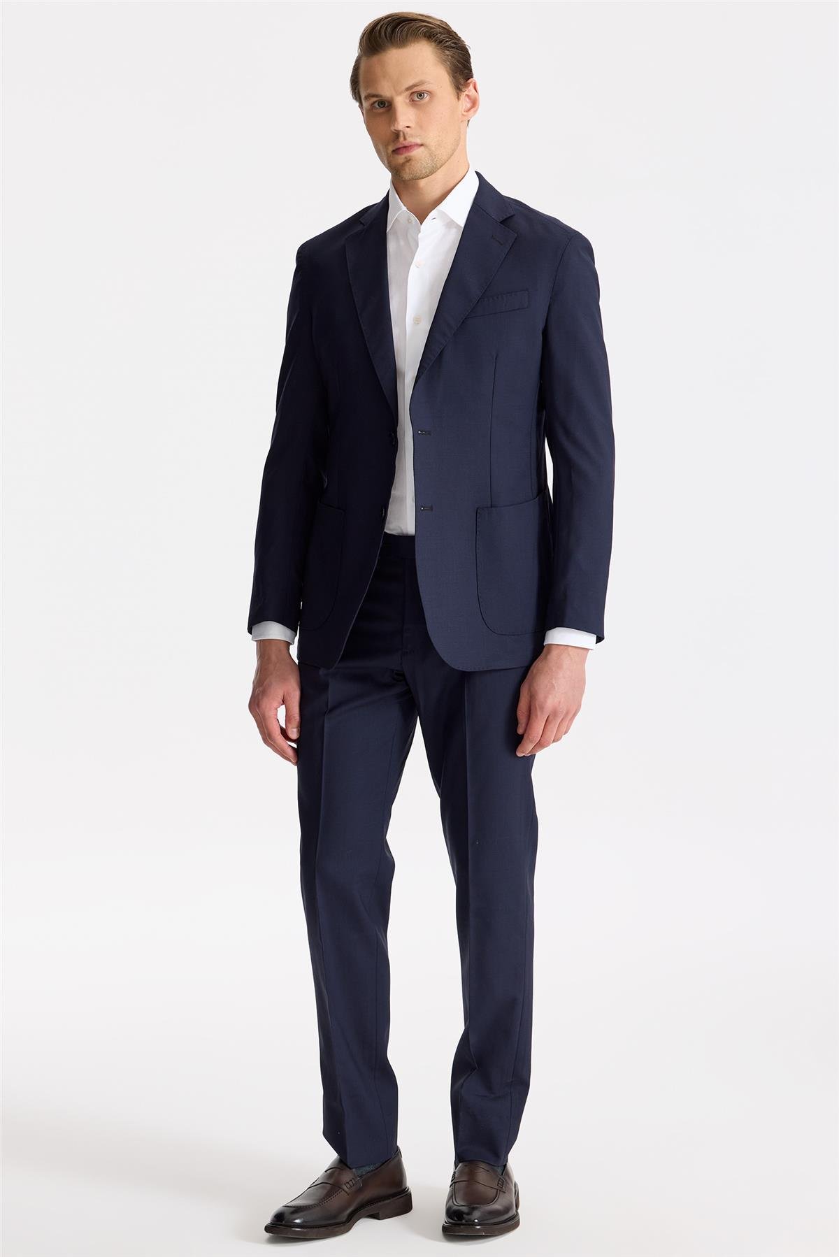 Lacivert Astarsız Yün Takım Elbise