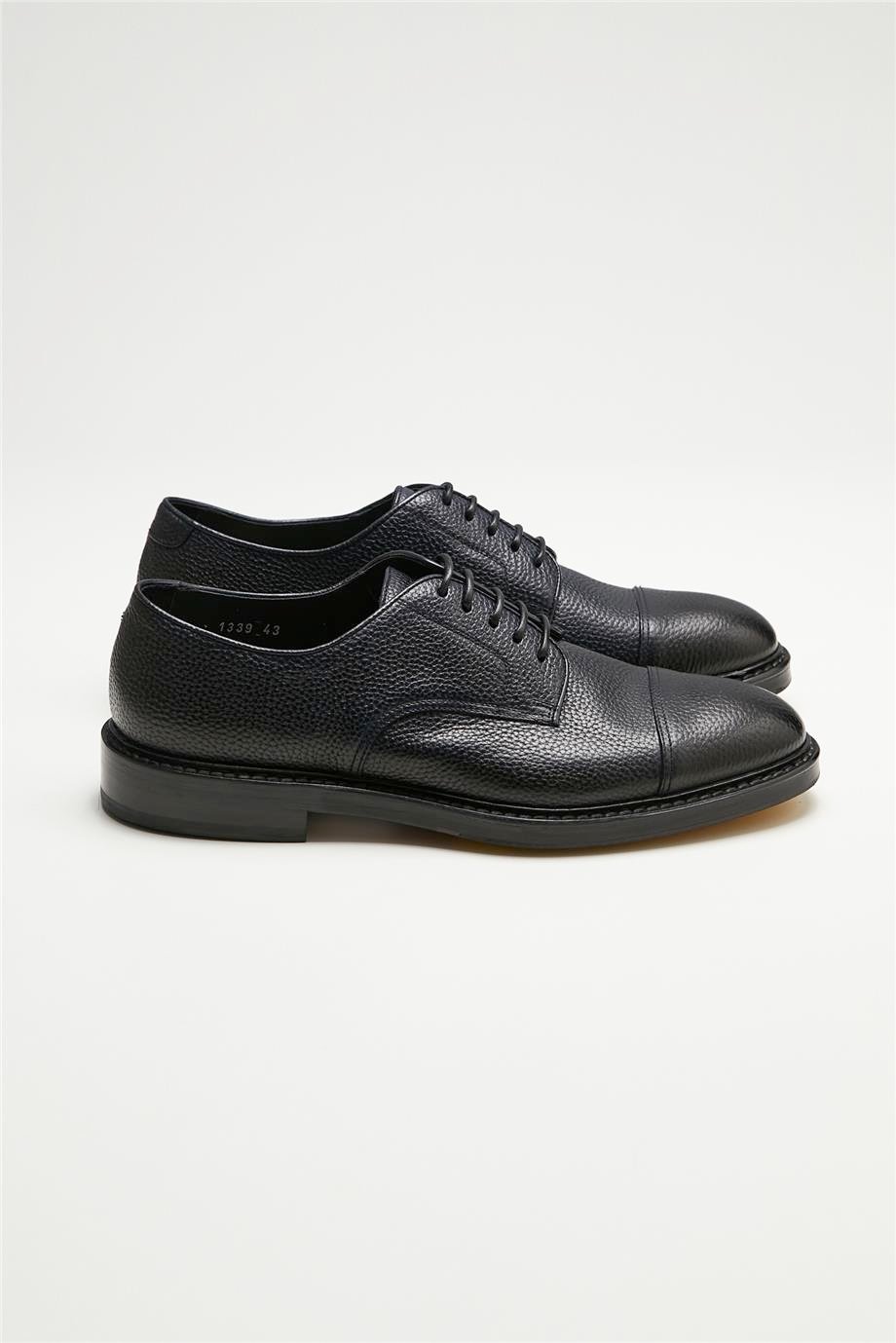 Lacivert Bağcıklı Derby Deri Ayakkabı