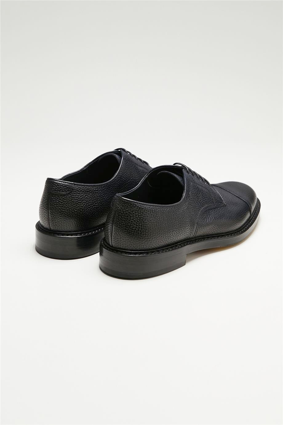 Lacivert Bağcıklı Derby Deri Ayakkabı