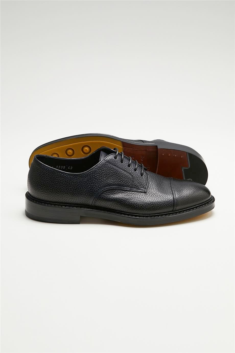 Lacivert Bağcıklı Derby Deri Ayakkabı