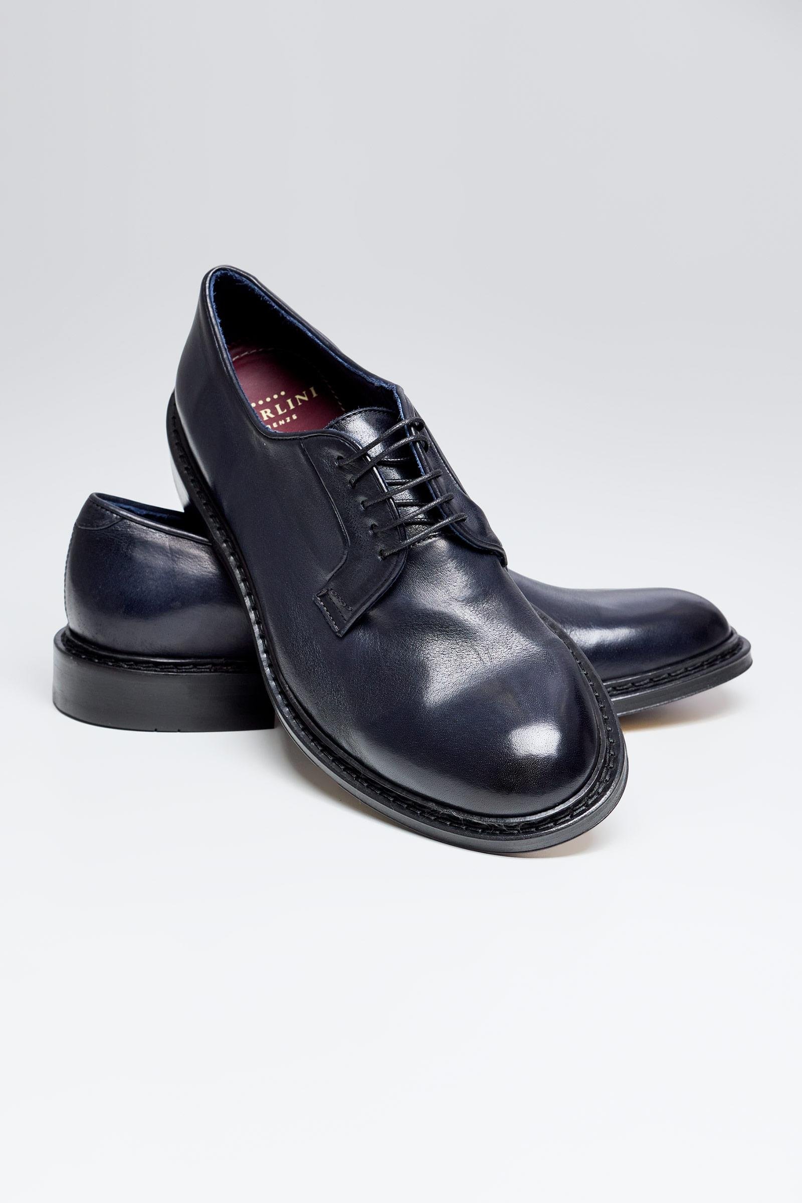 Lacivert Bağcıklı Deri Ayakkabı