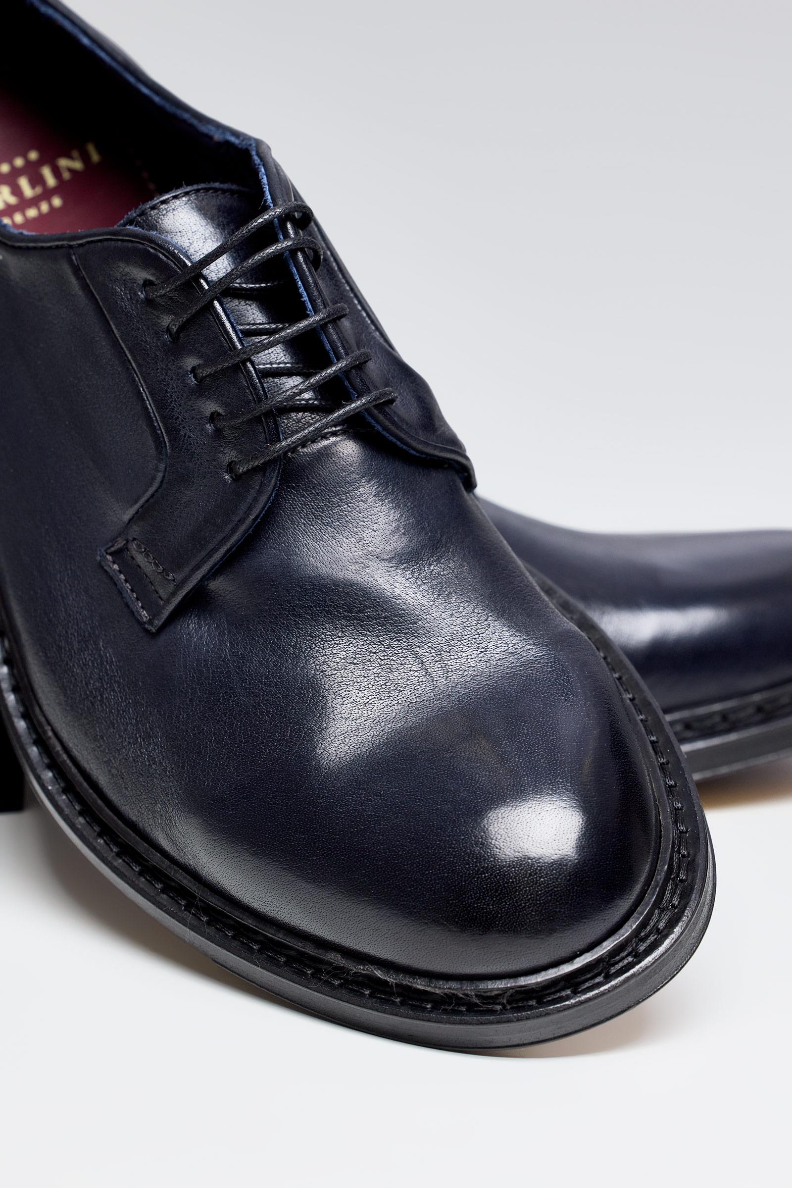 Lacivert Bağcıklı Deri Ayakkabı