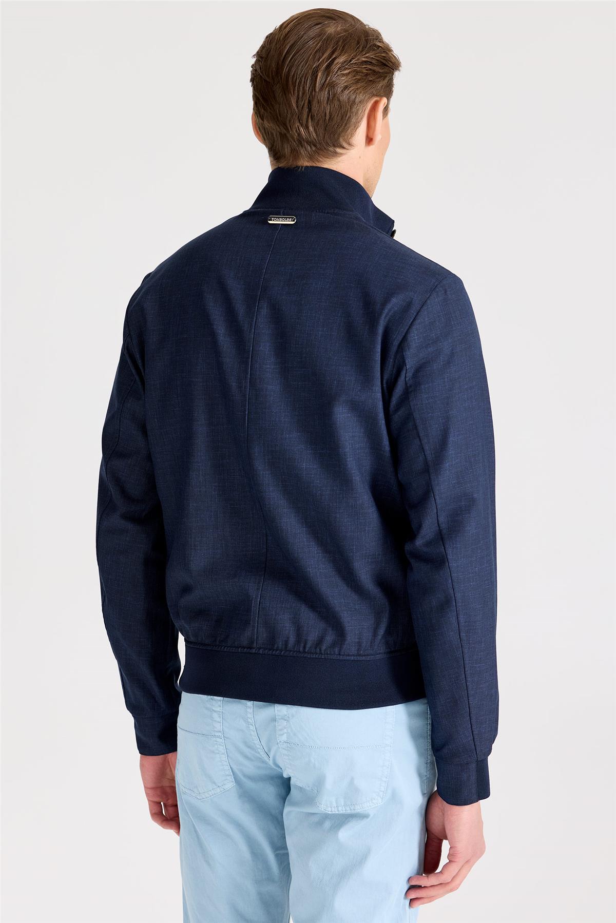 Lacivert Baharlık Bomber Yün Mont