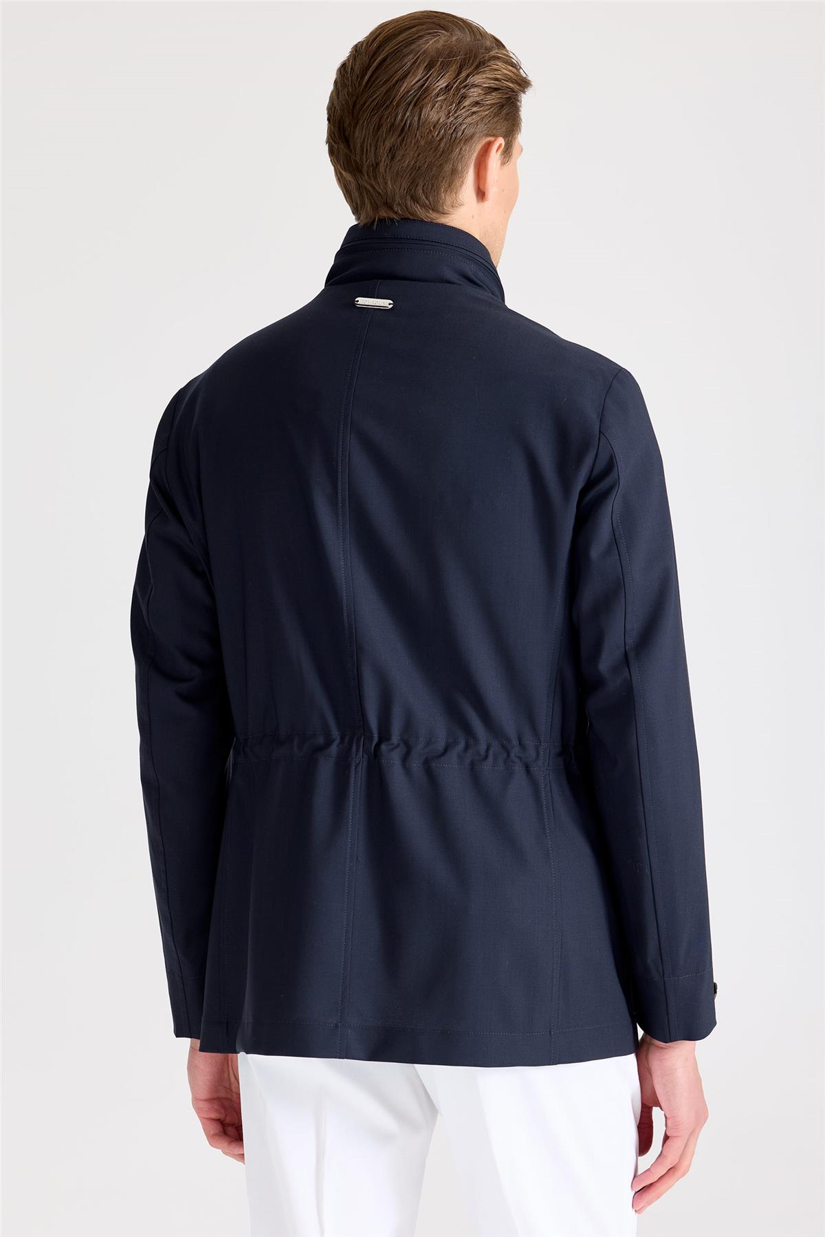 Lacivert Baharlık Yün Mont