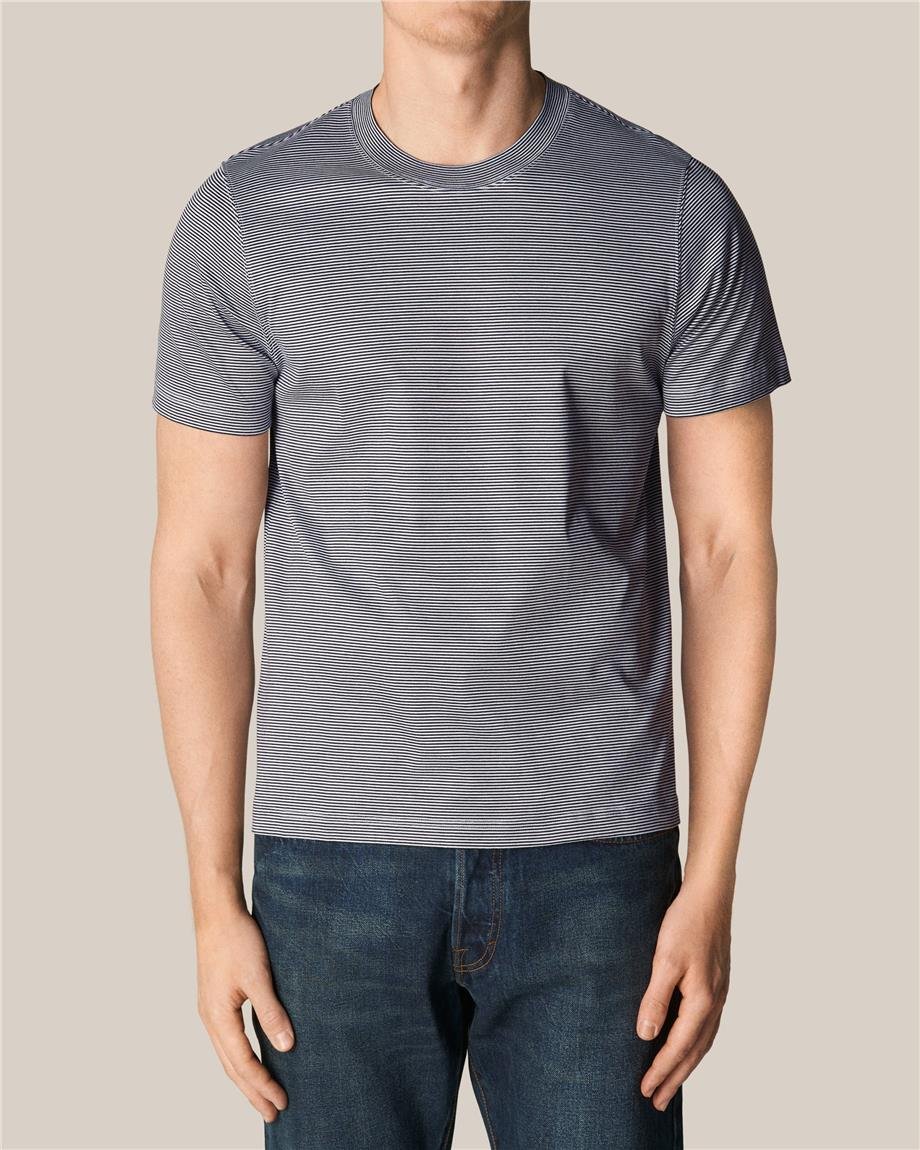 Lacivert Çizgili Filo di Scozia T-shirt